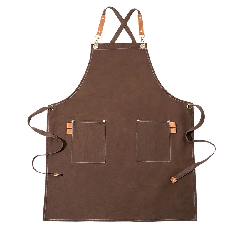 Cotton Canvas Bib Apron with Pocket 4