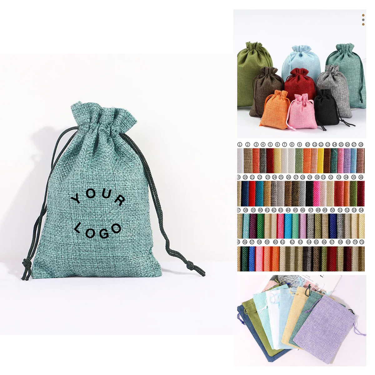 Rustic Burlap Drawstring Bag for Small Items 20