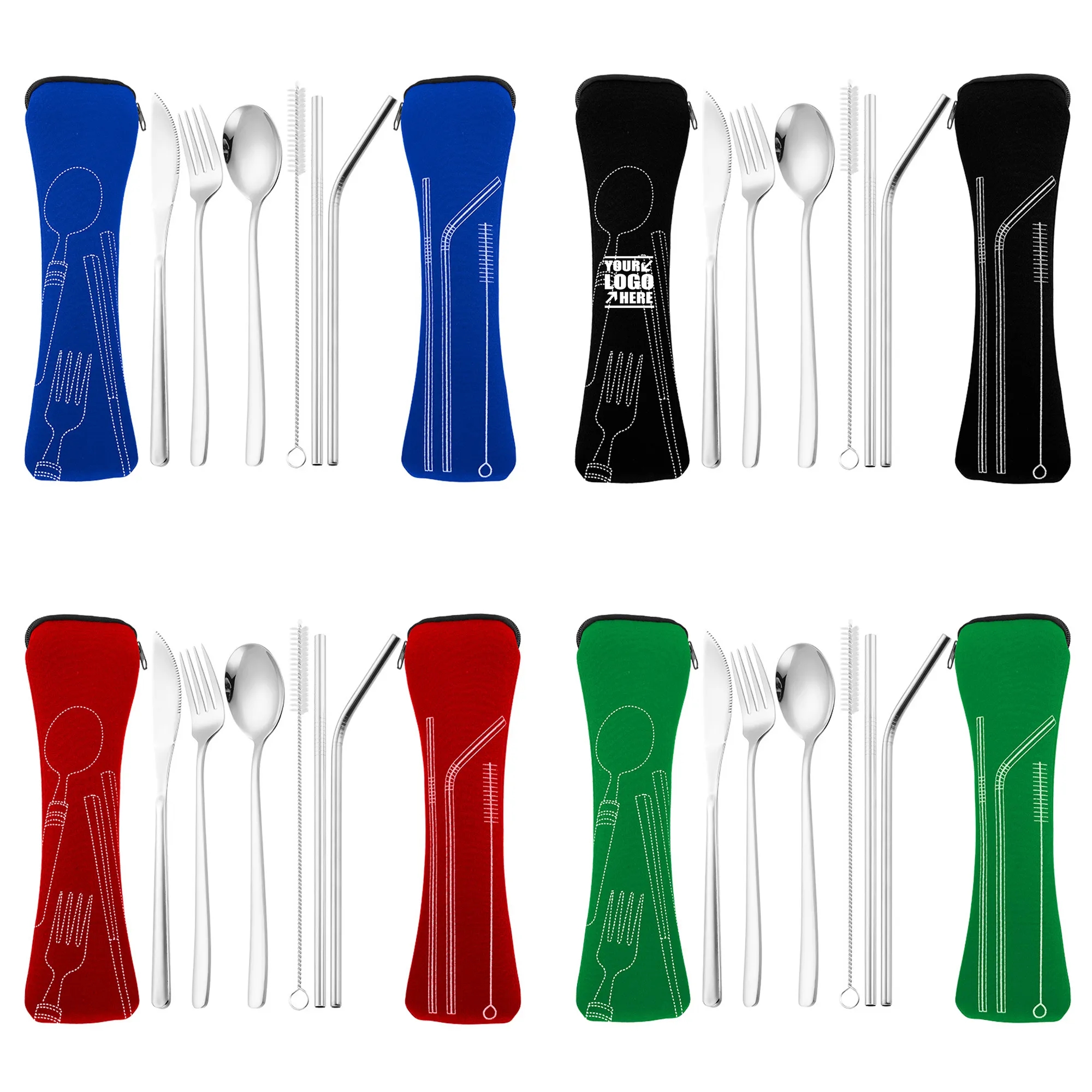 Stainless Steel Flatware Set With Neoprene Case 6 in 1 2