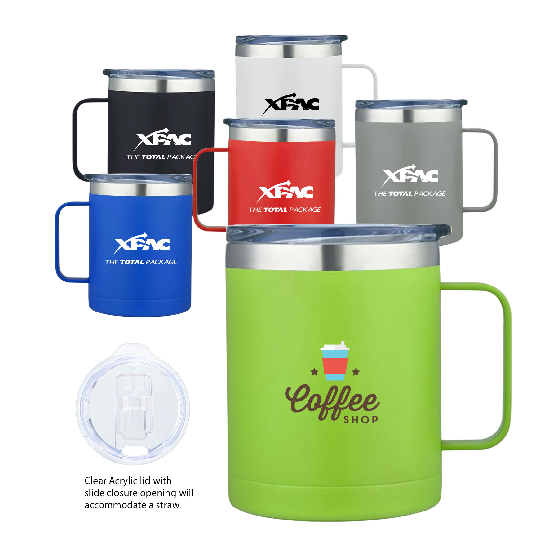 Glamping 14 oz. Double-Wall Stainless Mug w/Clear Acrylic Sliding lid 3