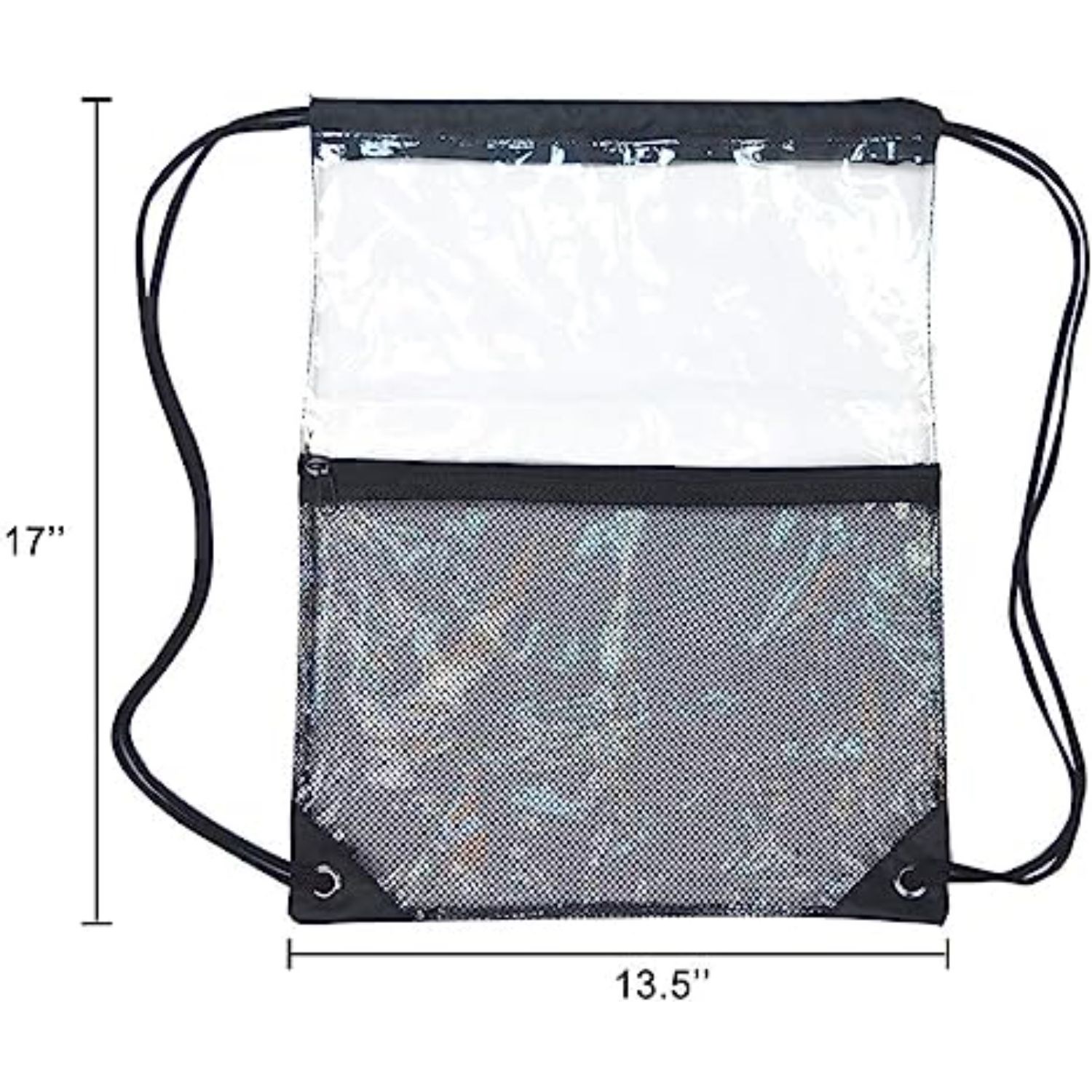 Cinch Sacks Backpack Clear PVC Drawstring Bag with Front Zipper Mesh Pocket 5