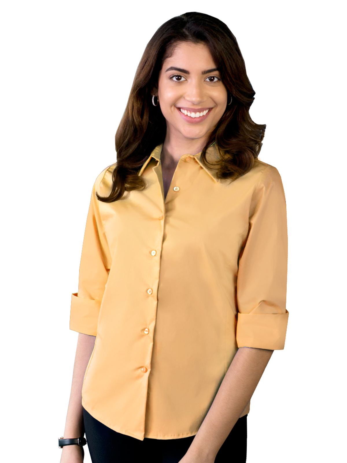 Blue Generation - Women's Pocketless 3/4-Sleeve Stretch Poplin Shirt 28