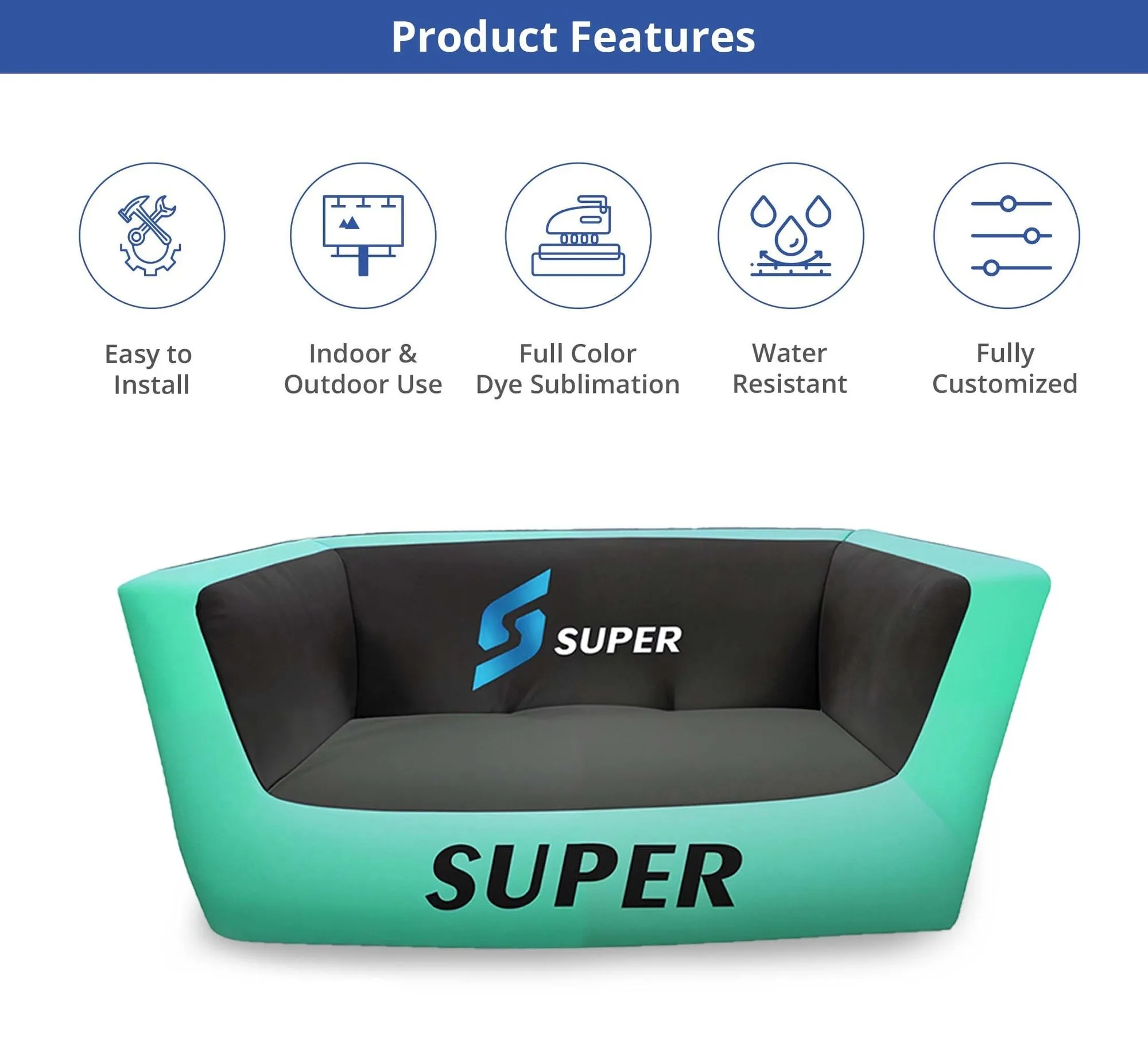 Custom Inflatable Couch (74" x 30" x 31") 1