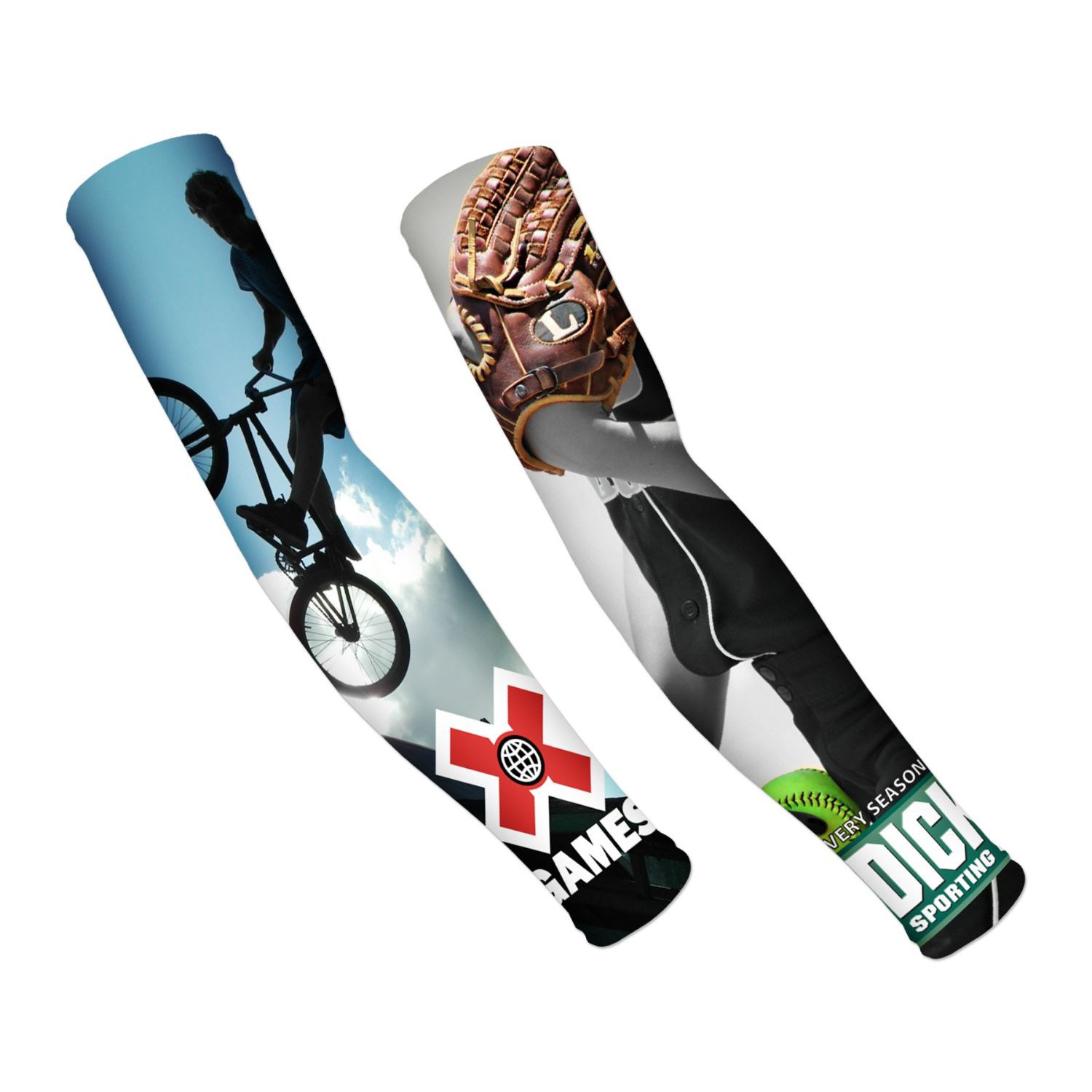 Dye-sublimated stretchy arm sleeves, Youth & Adult size 6