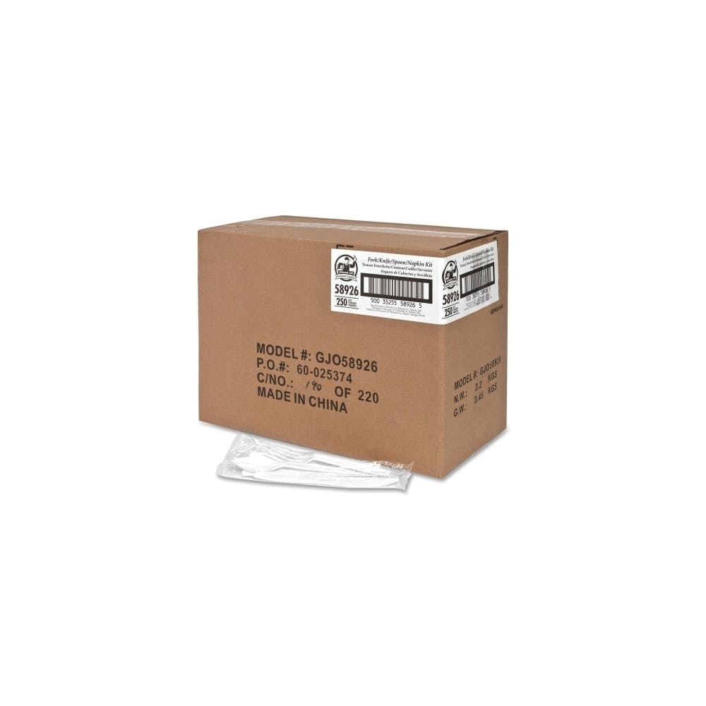 Utensils & Napkin Kits - White Preassembled 2