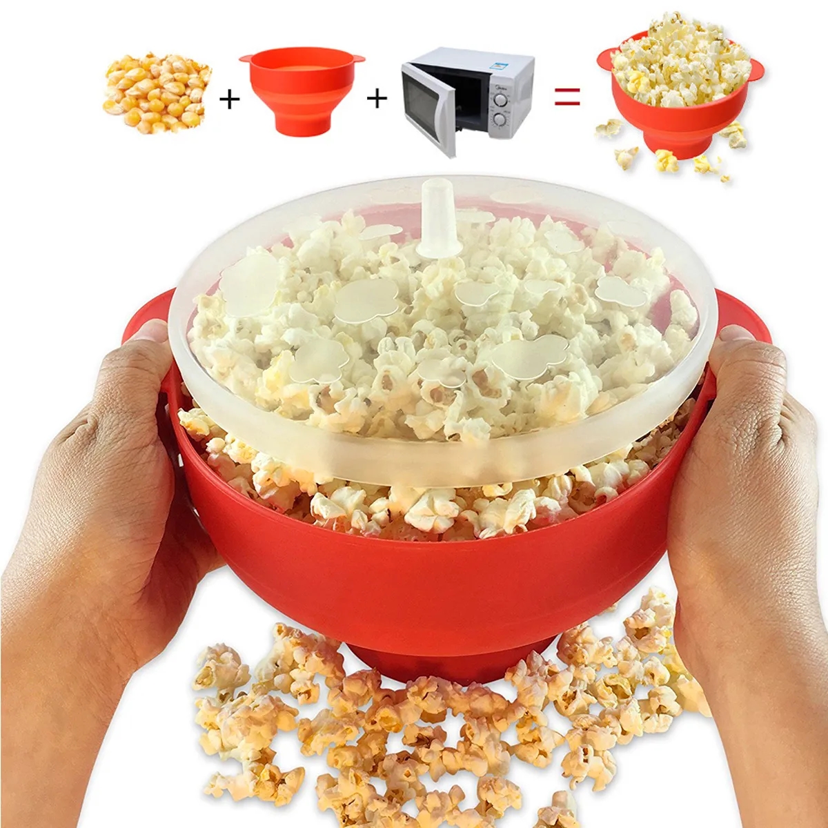 Microwave Popcorn Popper Maker Collapsible Bowl with Handles 6