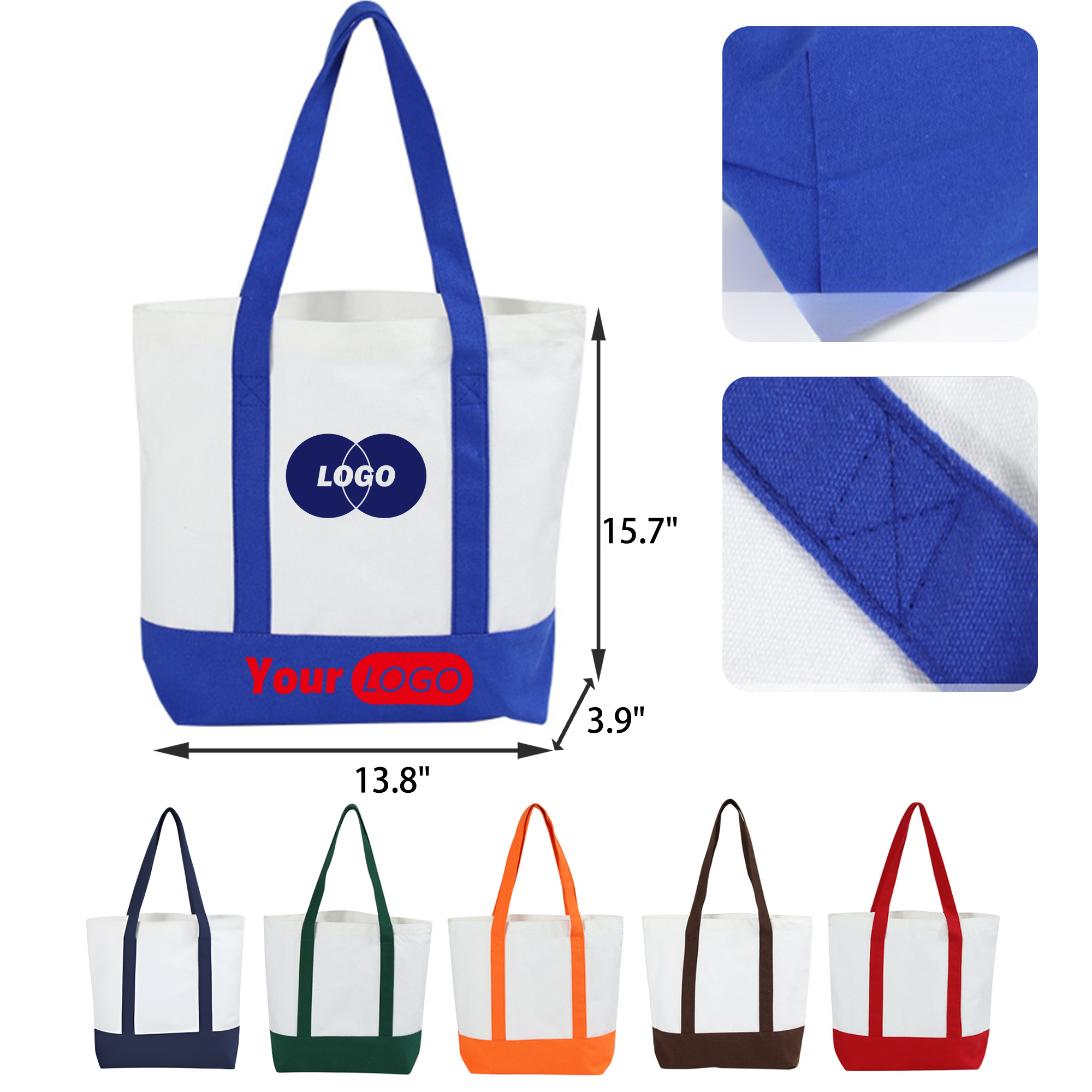 MOQ 30 PCS Durable Colorful Canvas Tote Bag, custom tote bag with logo imprint 6