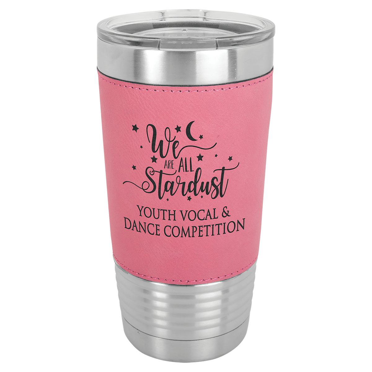 Polar Camel 20 oz. Pink Leatherette Tumbler with Clear Lid 3