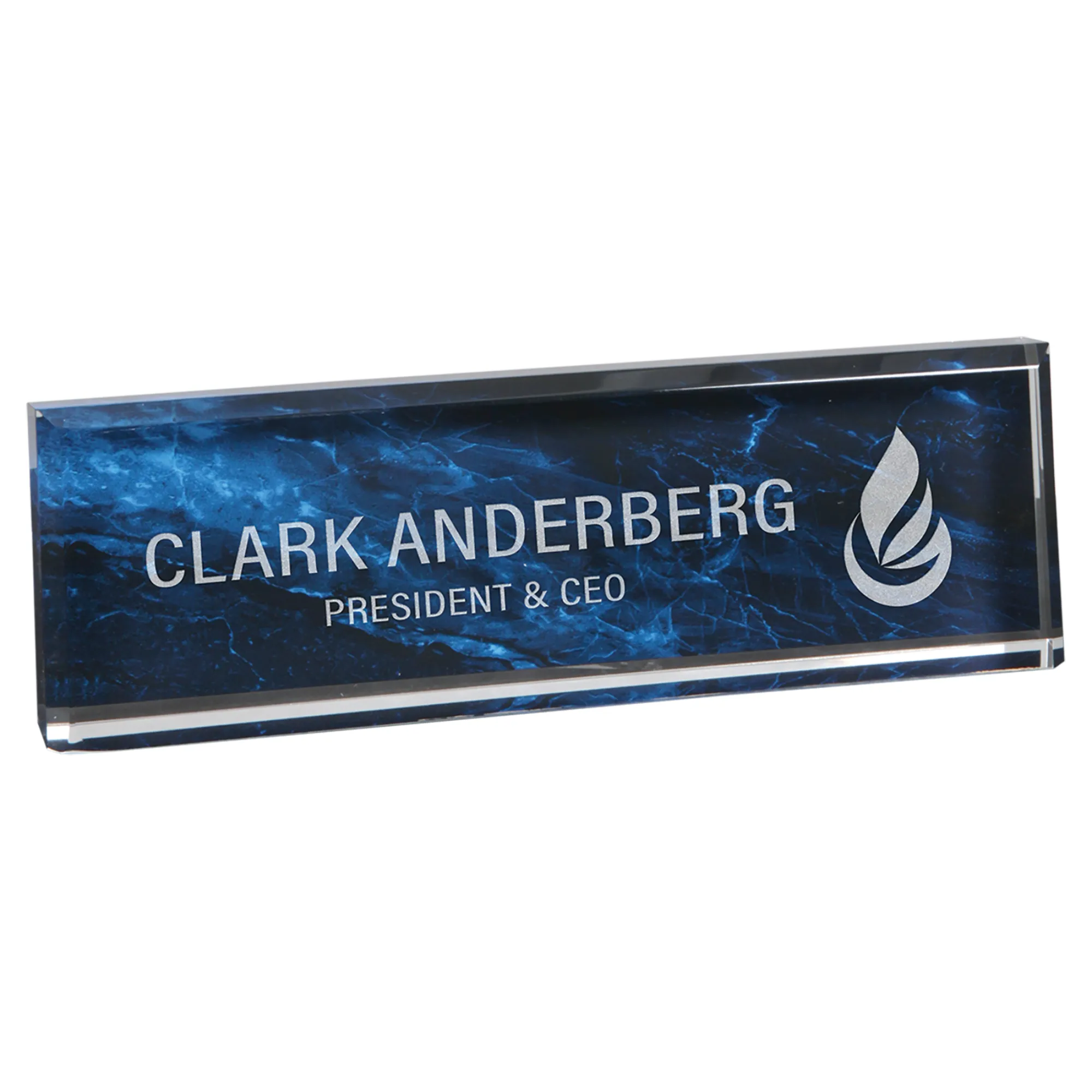 9 1/2" x 2 3/4" Blue Marble Acrylic Name Bar 6