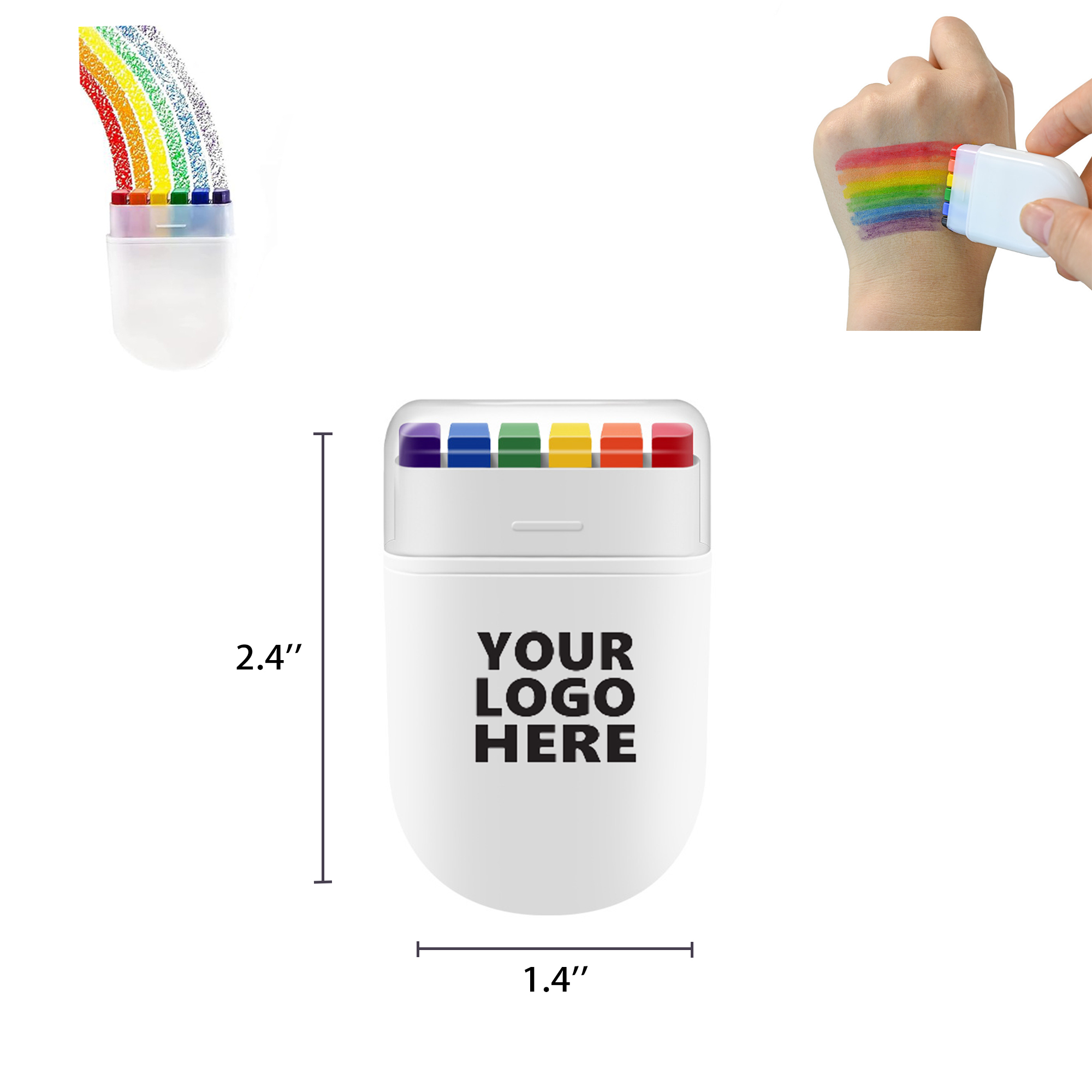 Rainbow Fan Brush Face Paint Stick 3