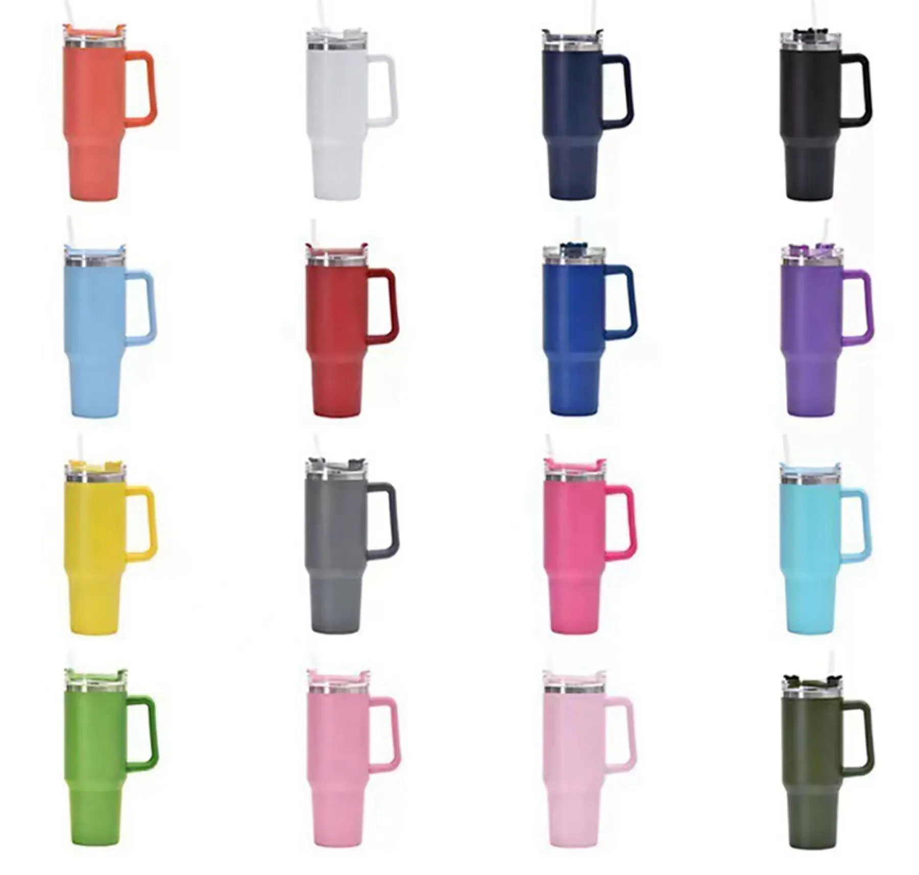 40 Oz. Vacuum Stainless Steel Tumbler with Handle & Straw 24