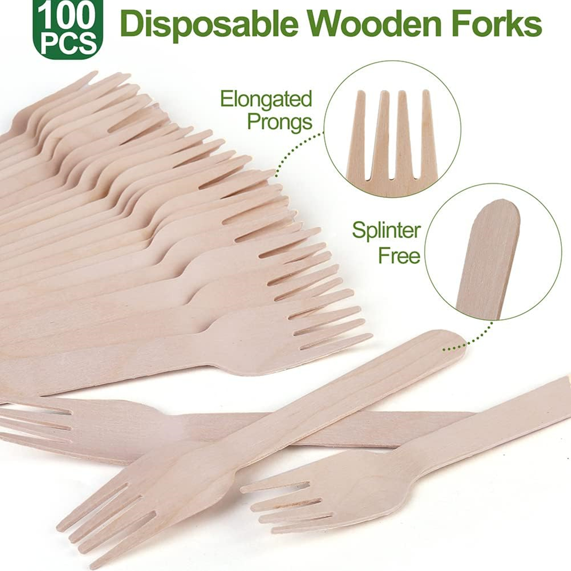 Disposable Wooden Forks -Pack Of 100 4
