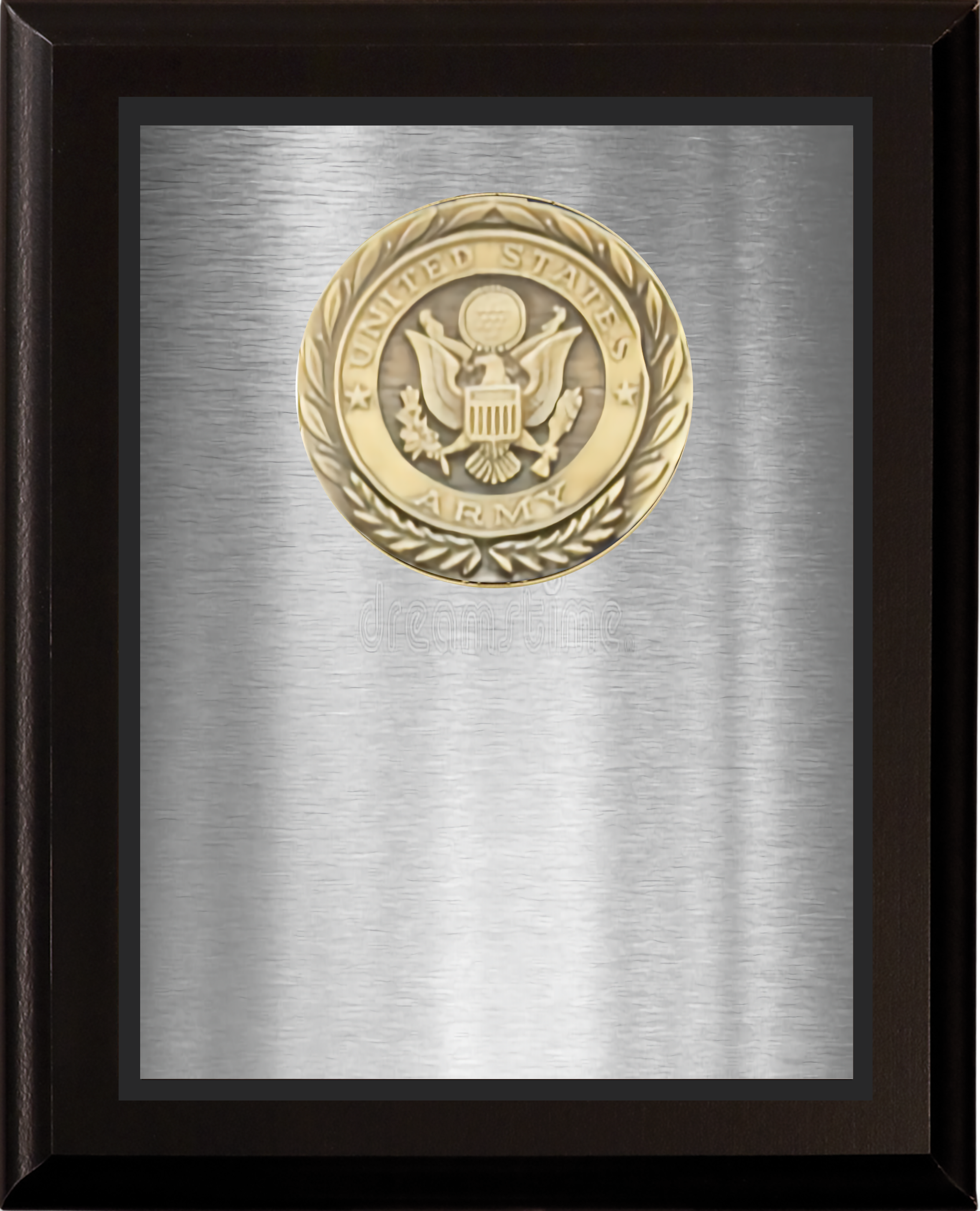 Black Matte Finish Wood Plaque w/Double Plate and Medallion 8