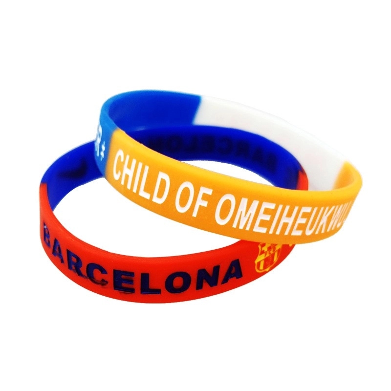 1/2" Debossed Segmented Color Filling Silicone Bracelet 2