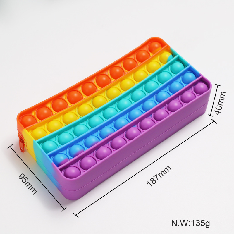 Rectangle Shape Rodent Pioneer Silicone Pencil Decompression Bubble Stationery Storage Bag / Hook 8