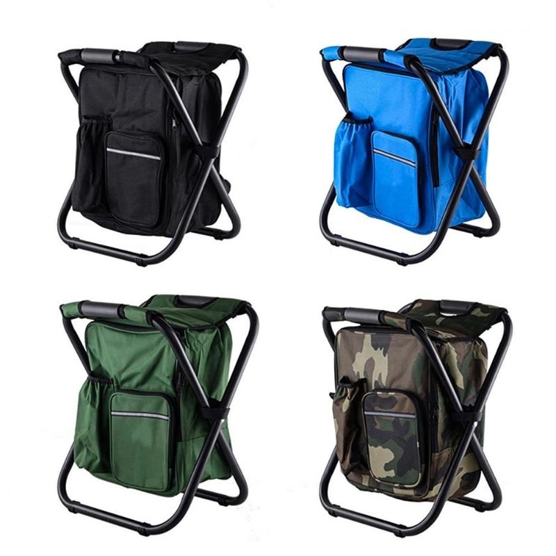 Folding Camping Fishing Chair Stool Backpack with Cooler 15