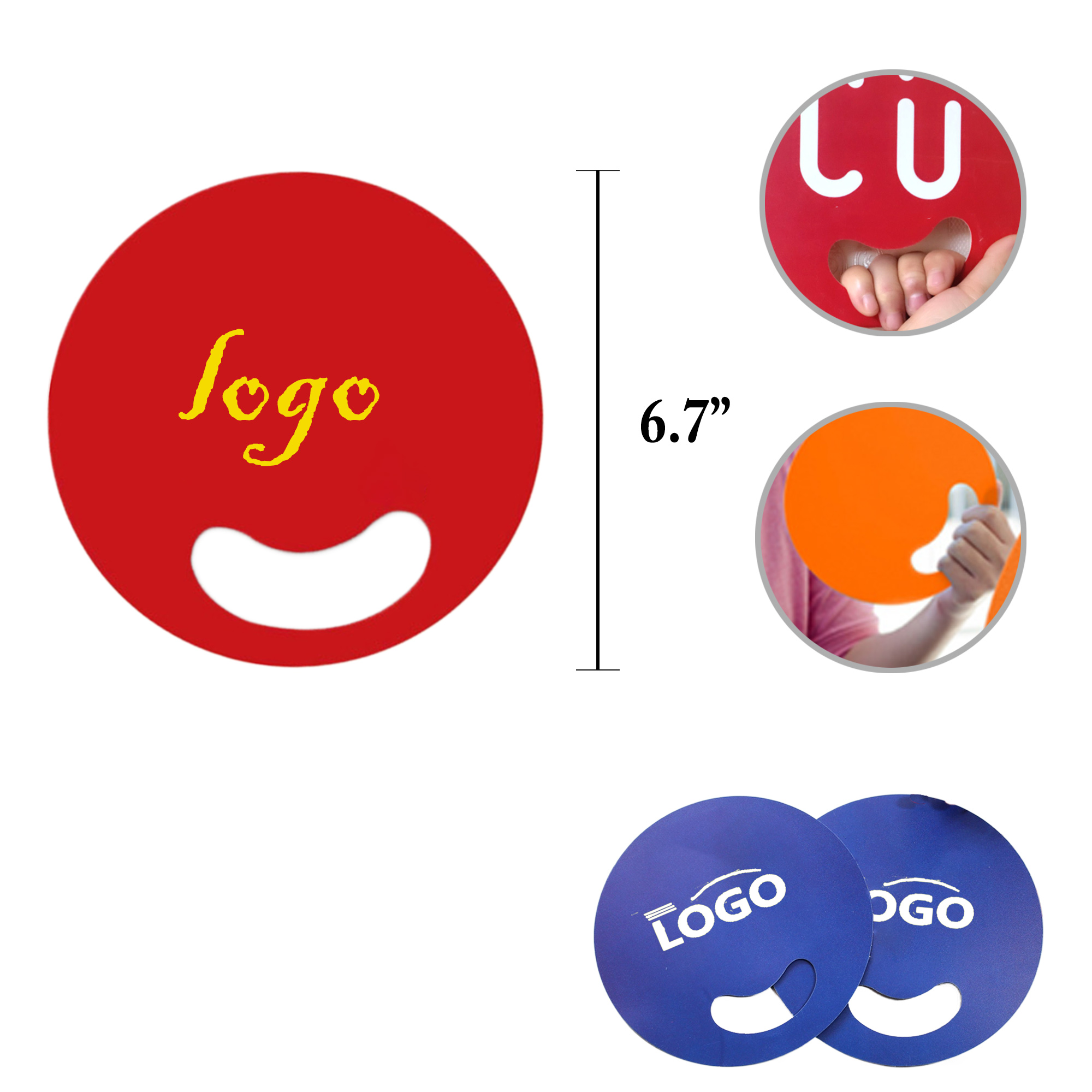 MOQ100 PP Plastic Circle Hand Fan Without Handles 2