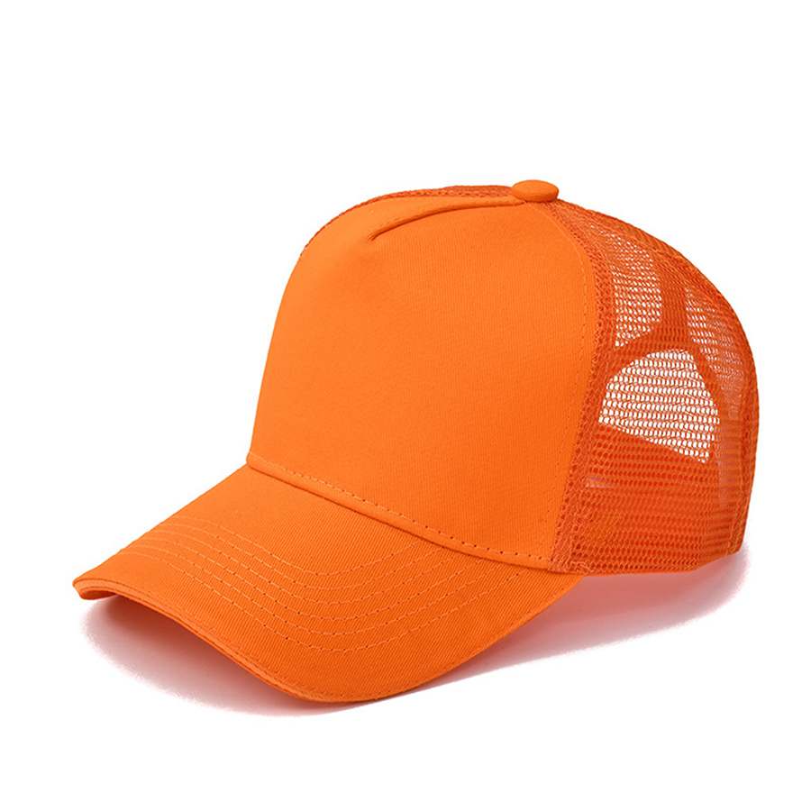 Stock Solid Color Cotton 5-Panel Trucker Cap 9