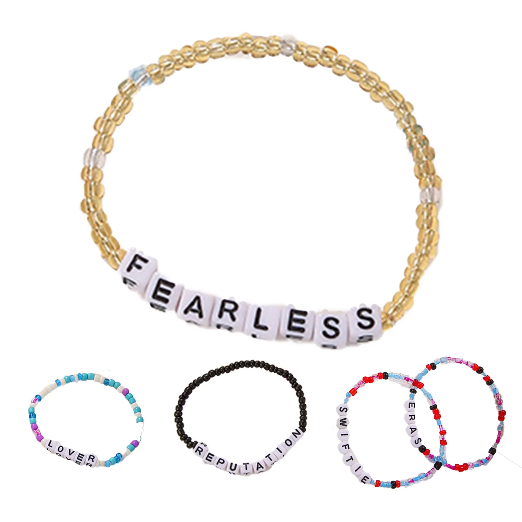 Colorful Alphabet Beaded Elastic Bracelets 2
