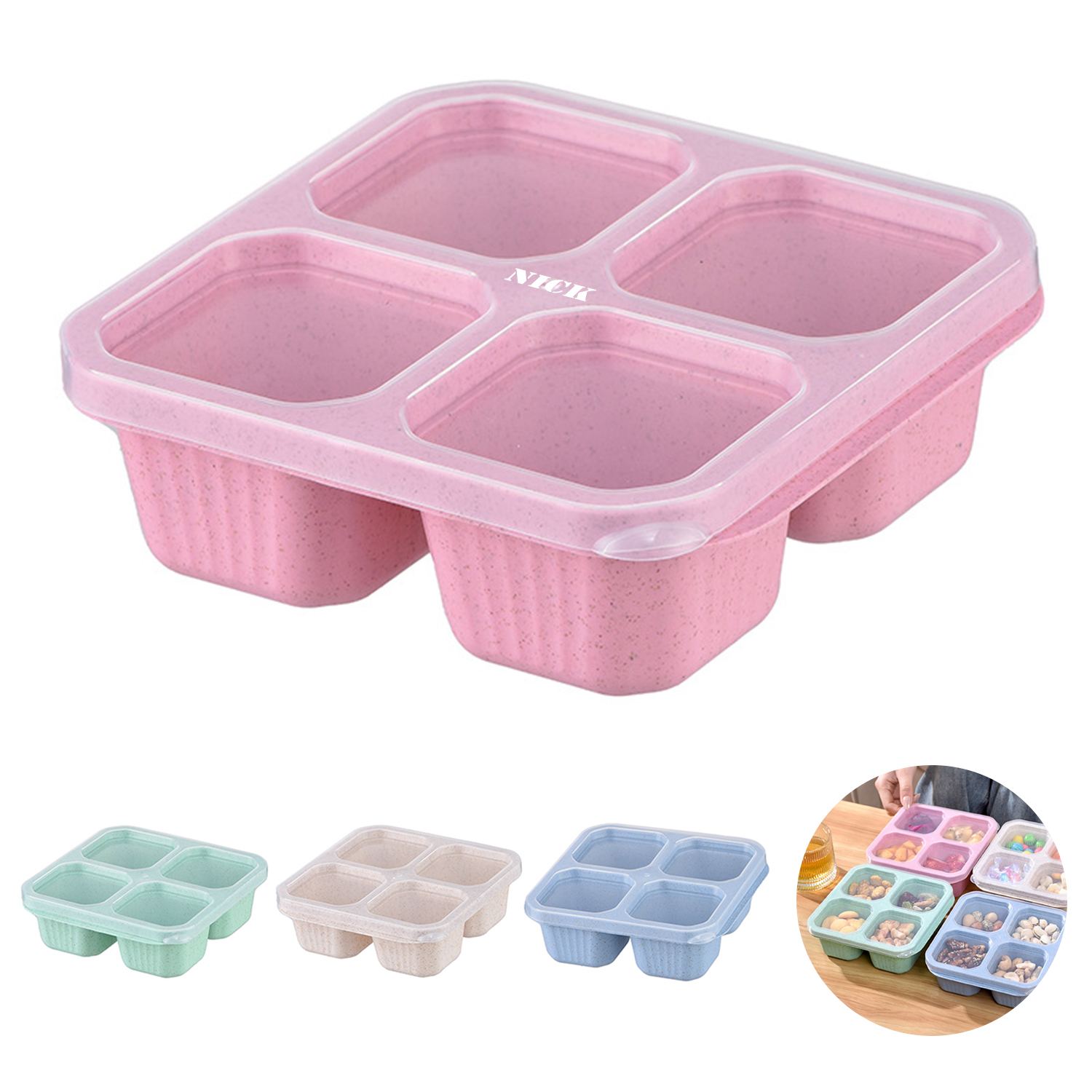Four grid wheat straw lunch box 2