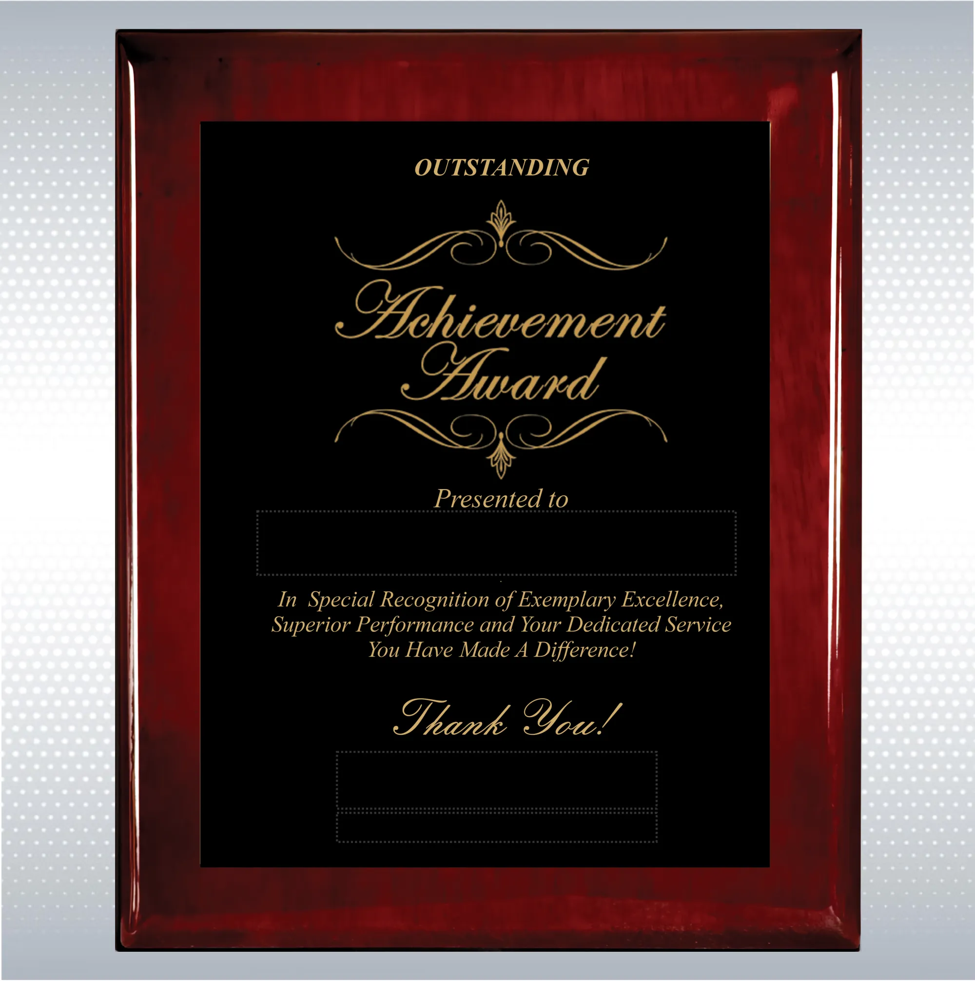 Rosewood Piano Wood Excellence Employee Recognition Plaque 21