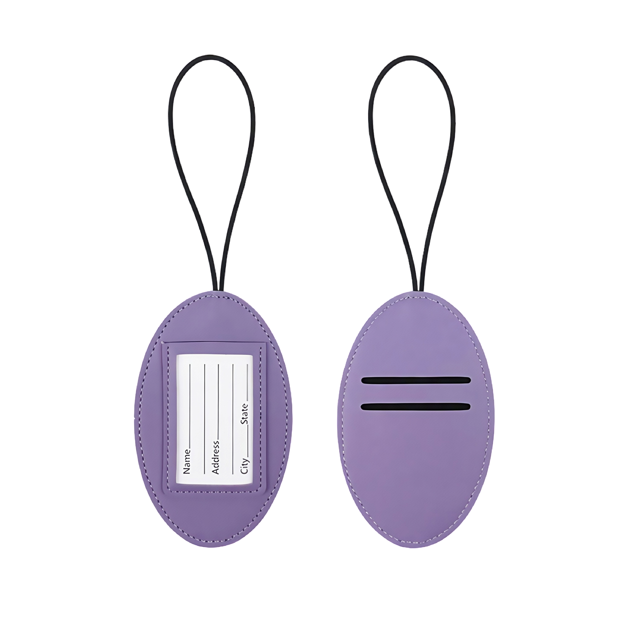 Elastic Oval Luggage Tag with PU Leather 4
