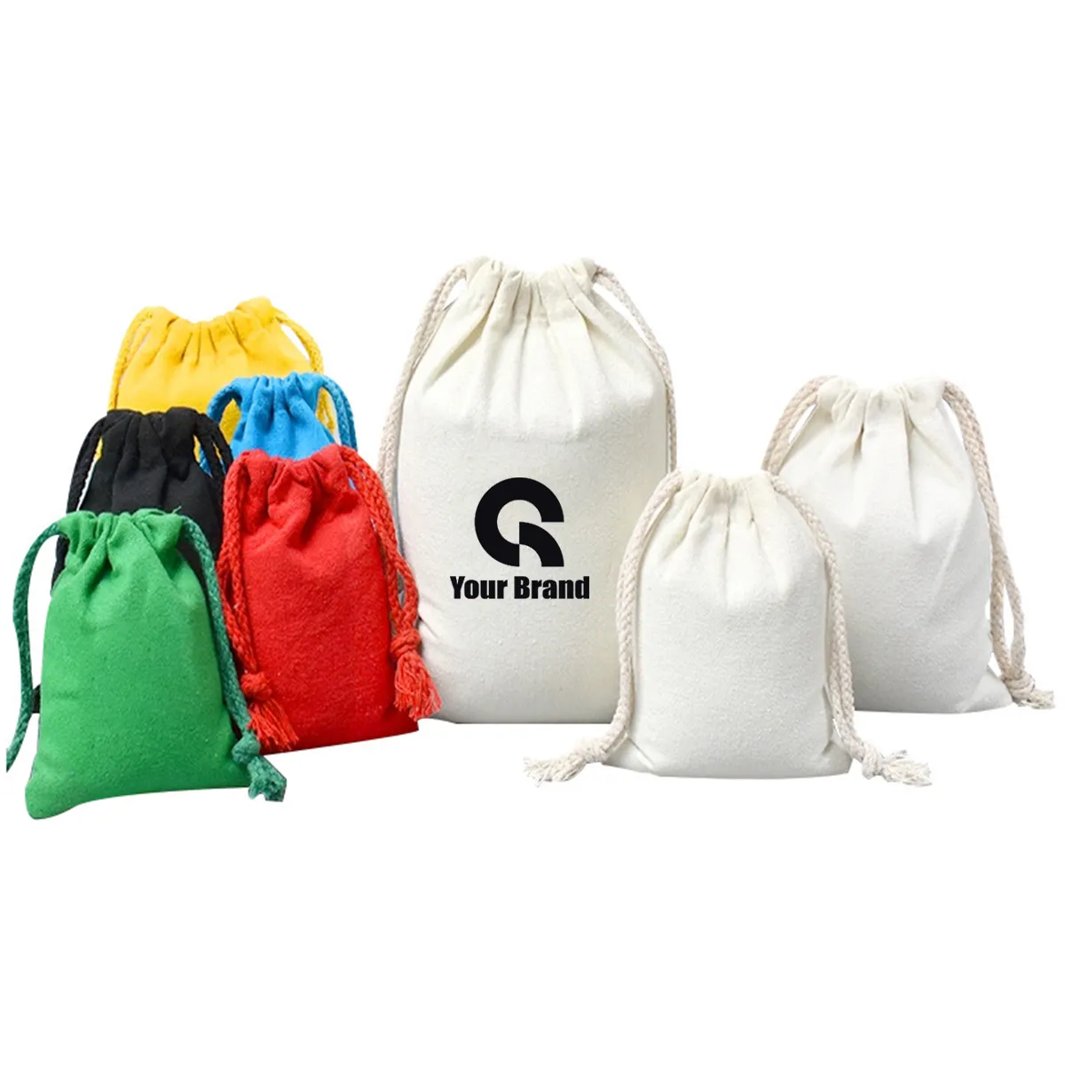 5 Pack Reusable Canvas Drawstring Bag All-Over Printing 6