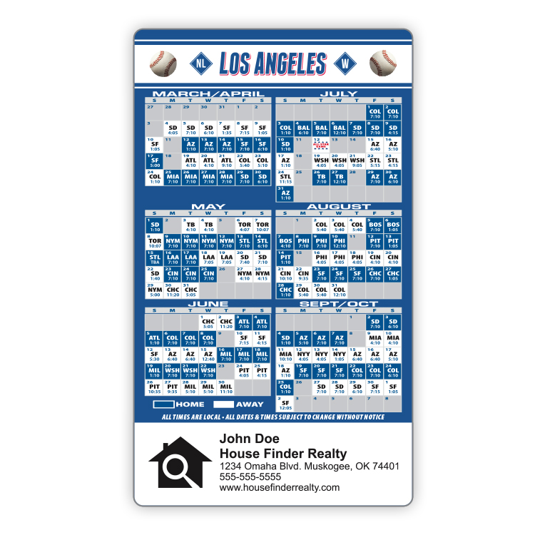 Magnet Sport Schedules - 3.5x6 Baseball Round Corners - 20 mil. 3