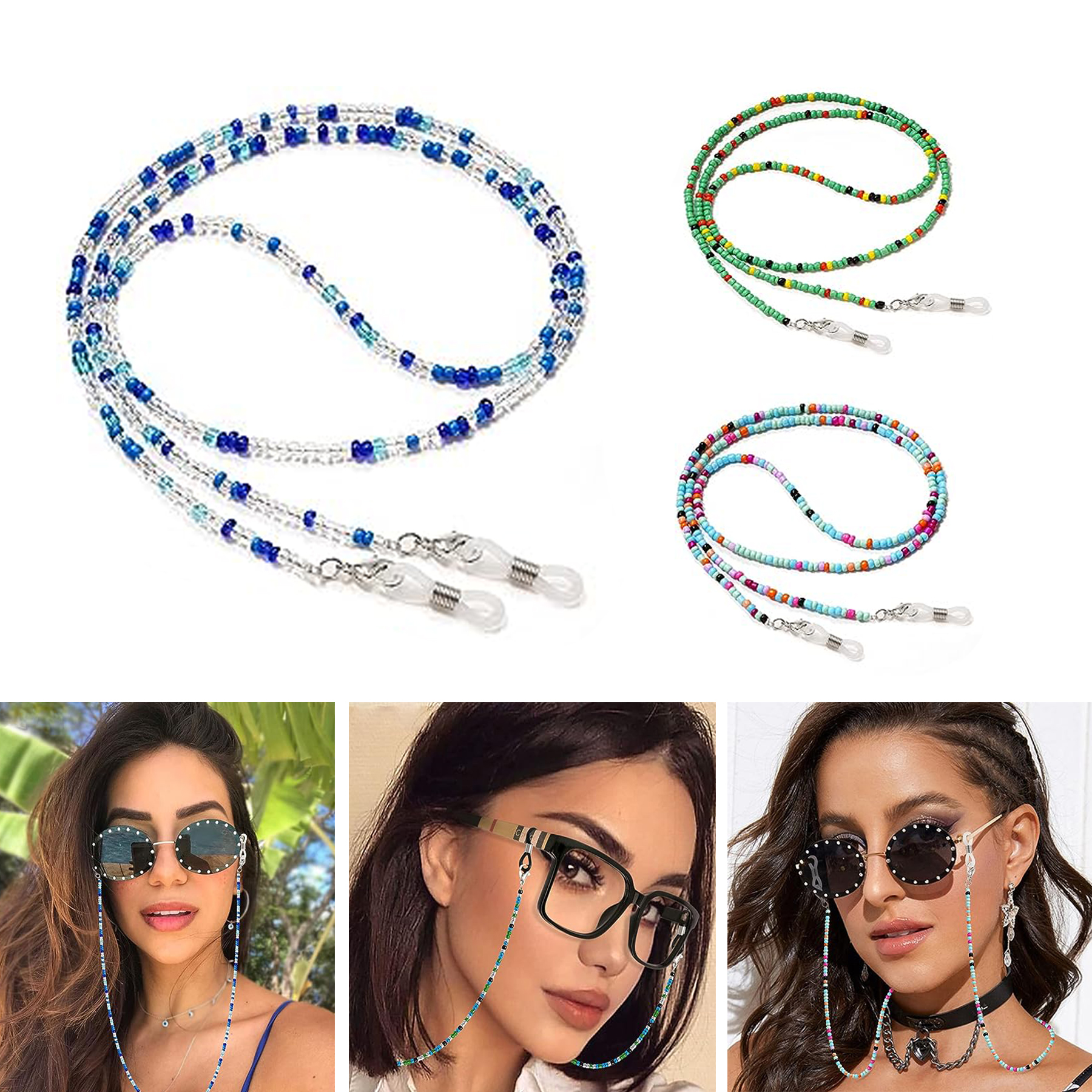 4Pcs Women & Girls Beaded Eyeglass Chains