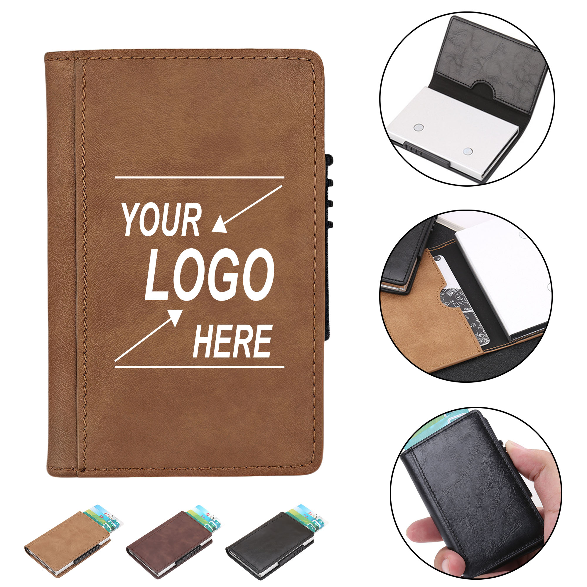 Slim Aluminum Credit Card Holder with Magnetic Closure, Fashionable and Portable Wallet for Business 4