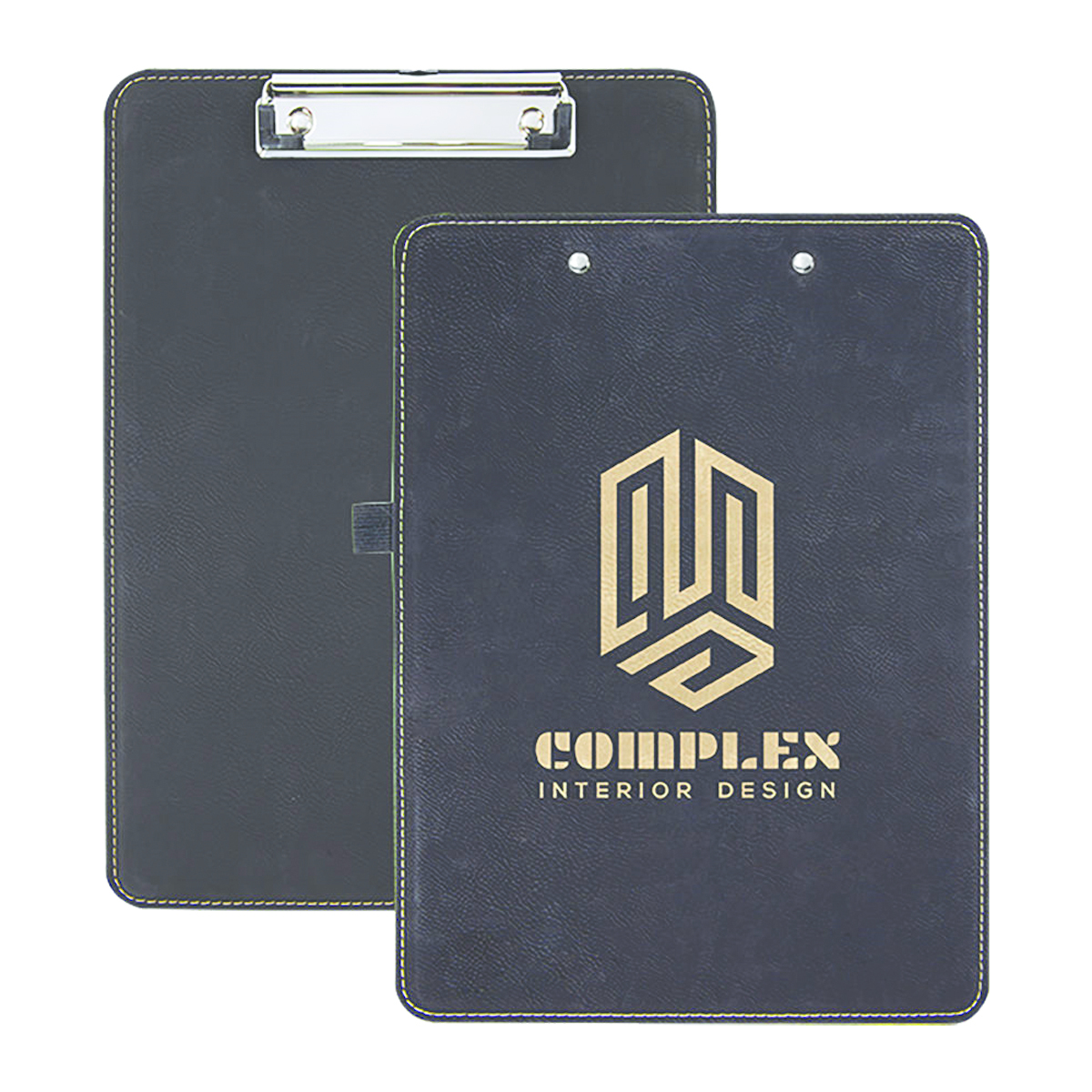 9" x 12 1/2" Black/Gold Leatherette Clipboard 5