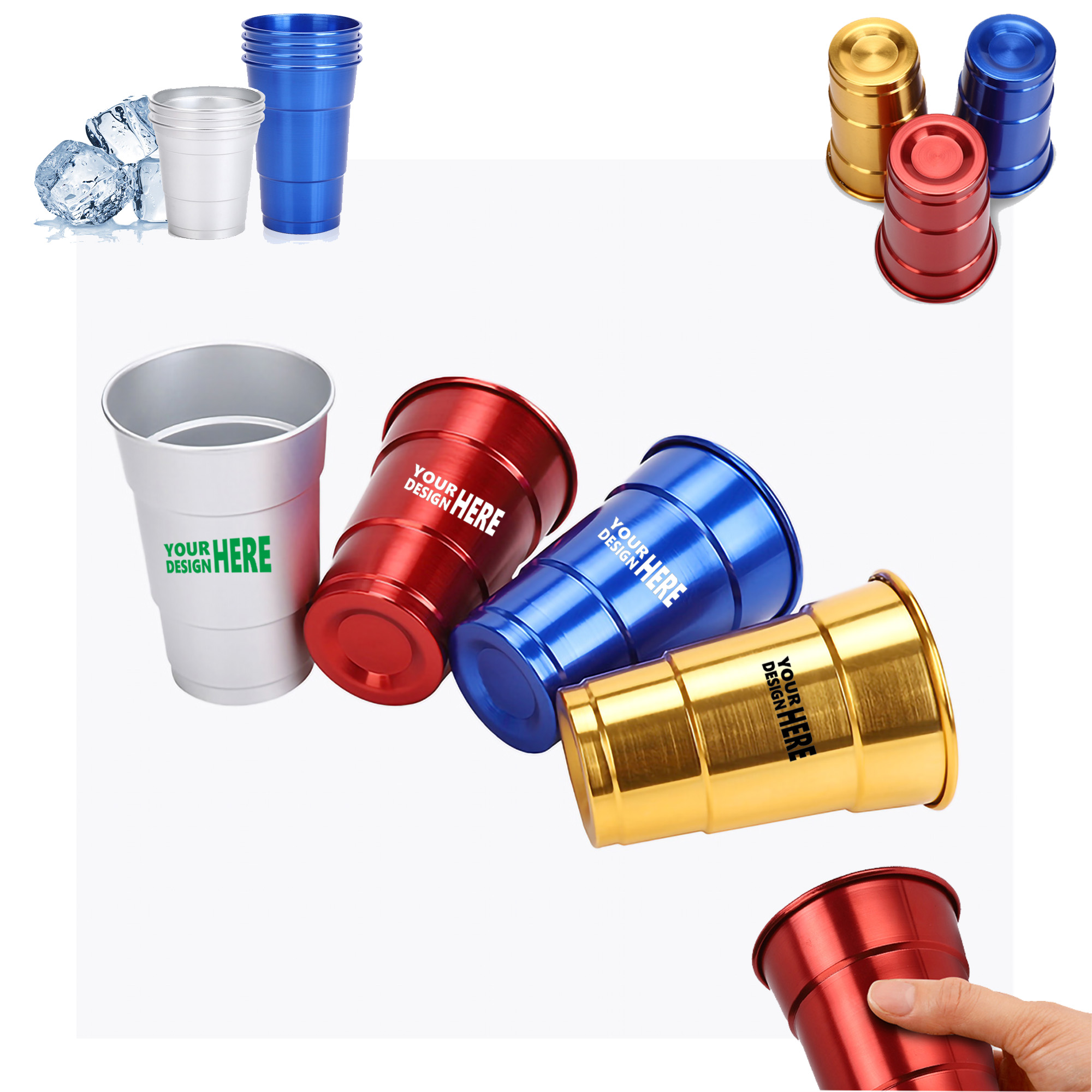 MOQ50 16oz Custom Reusable Stadium Party Beer Aluminum Cup 2