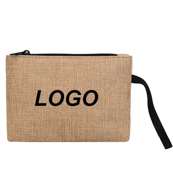 Cotton Linen Cosmetic Zipper Pouch, custom tote bag with logo imprint 3
