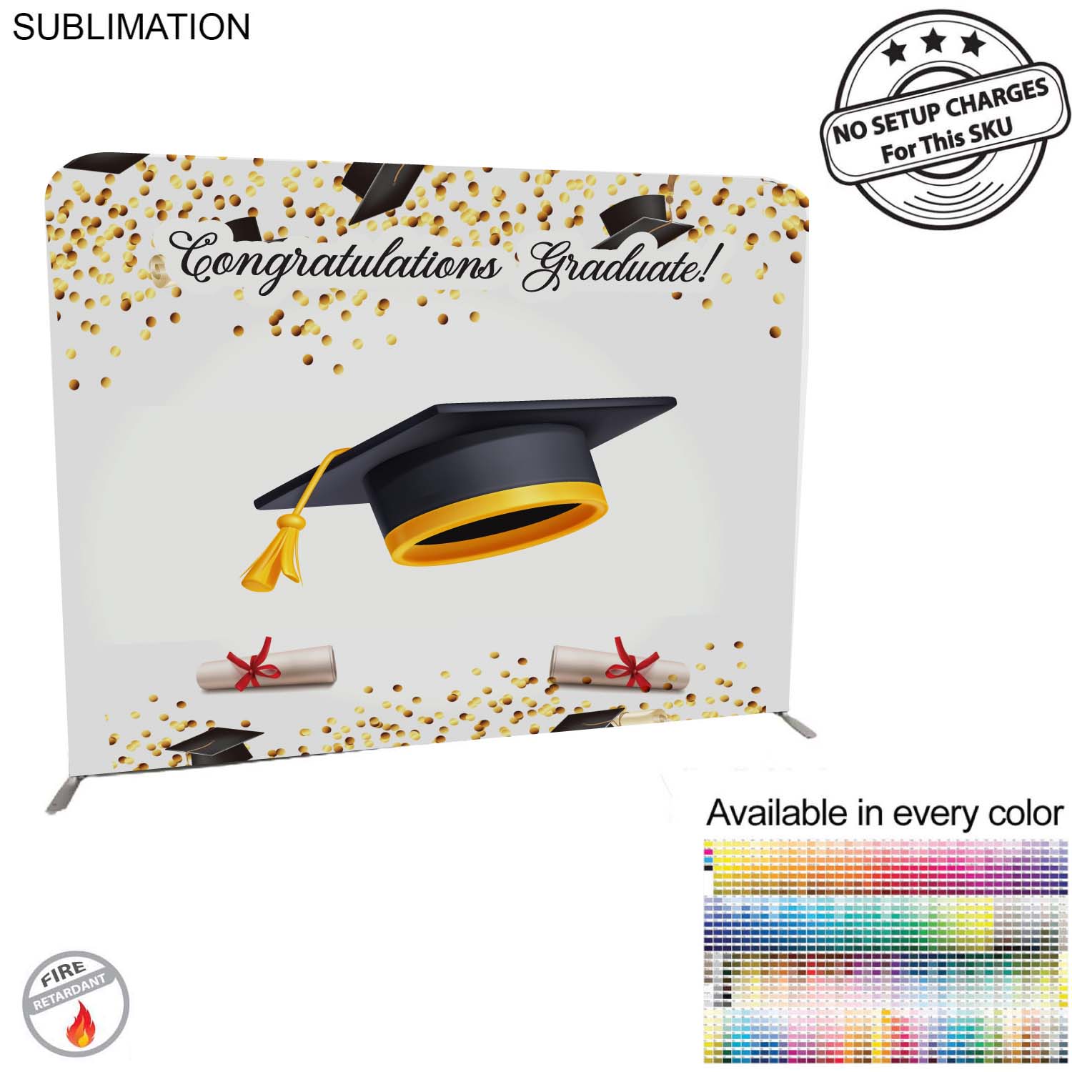 Graduation 8'W x 8'H EuroFit Tension Fabric Straight Wall Display Kit, Double Sided Graphics 5