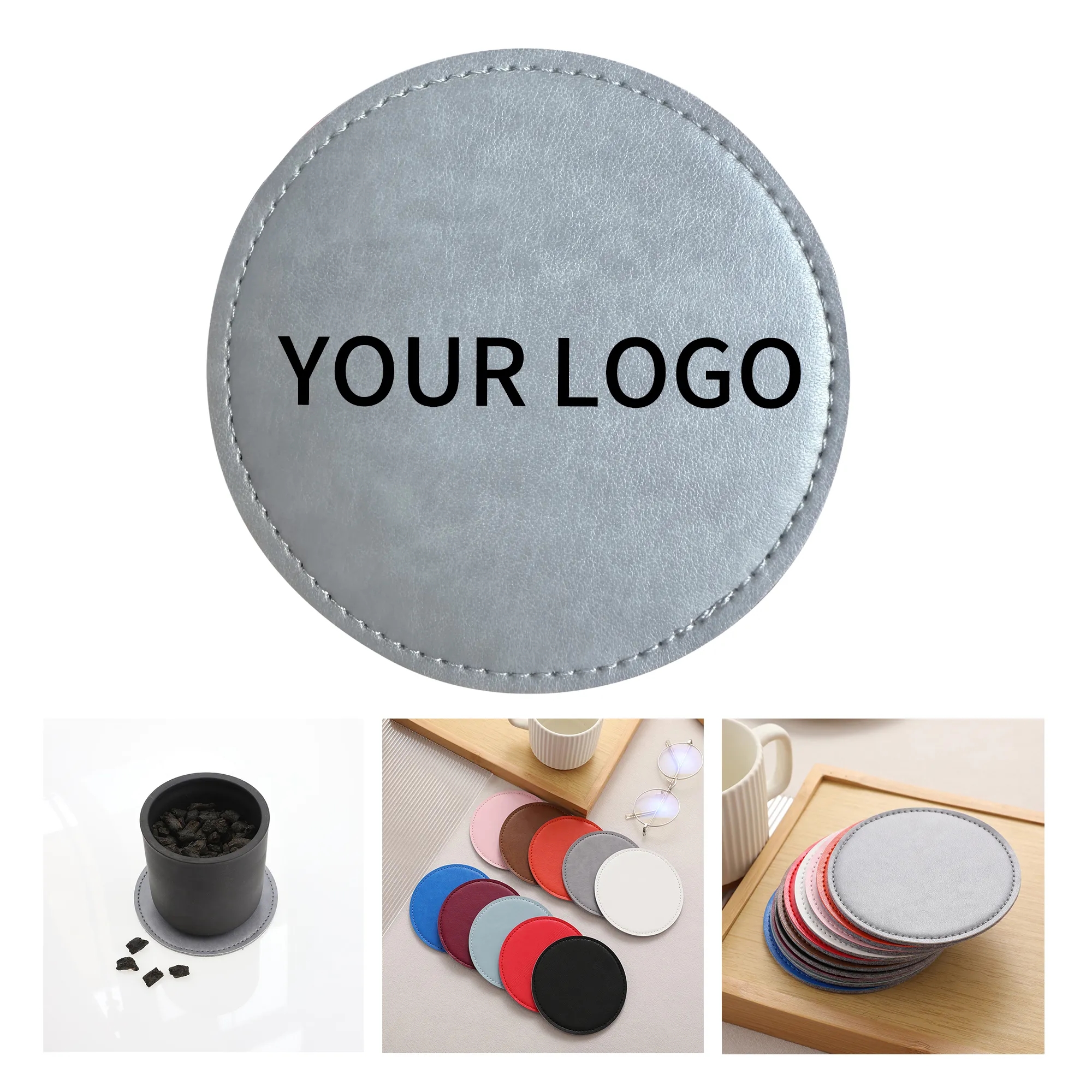 Round PU Leather Coaster Durable 3.95 Inch for Daily Use 6