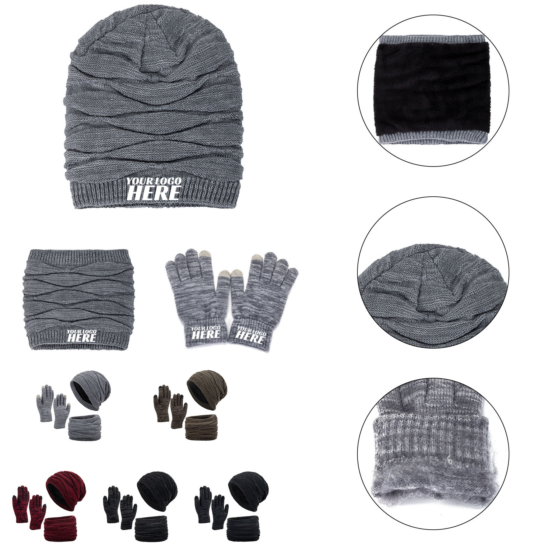 Unisex Touch Screen Gloves Scarf Mask Warm Set 2