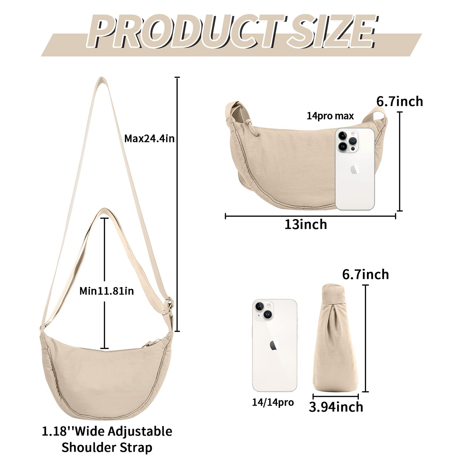 Small Nylon Crescent Crossbody Bag 3