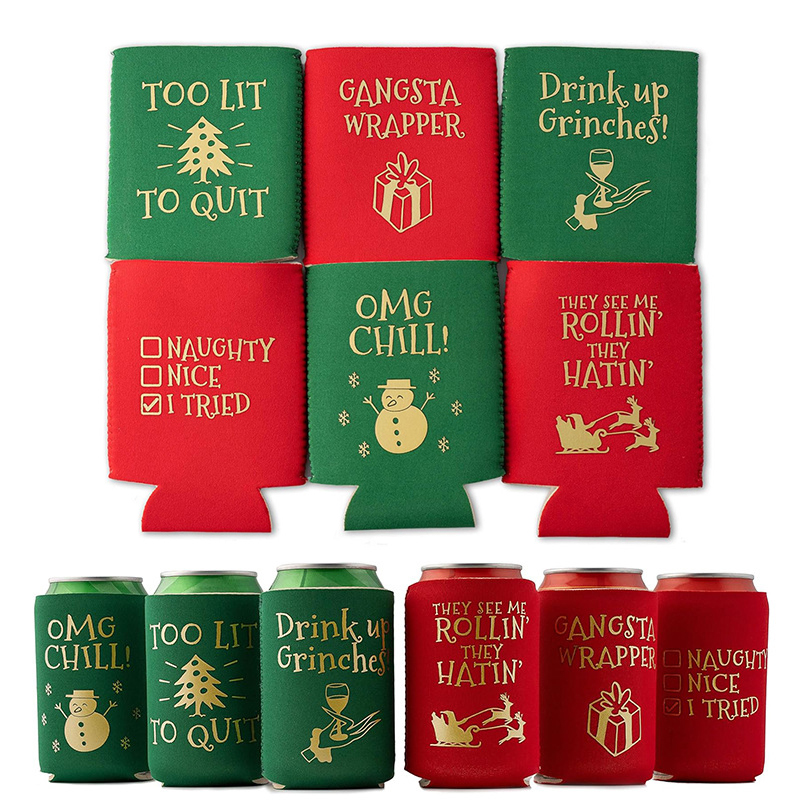 Advertising Gifts Christmas Theme Reusable Stubby Holder, custom koozie with logo imprint 3