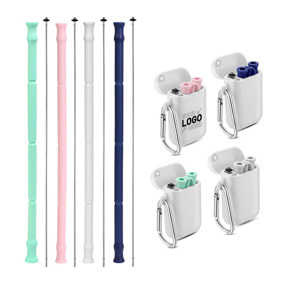Reusable Collapsible Eco Silicone Drinking Straw With Case 2