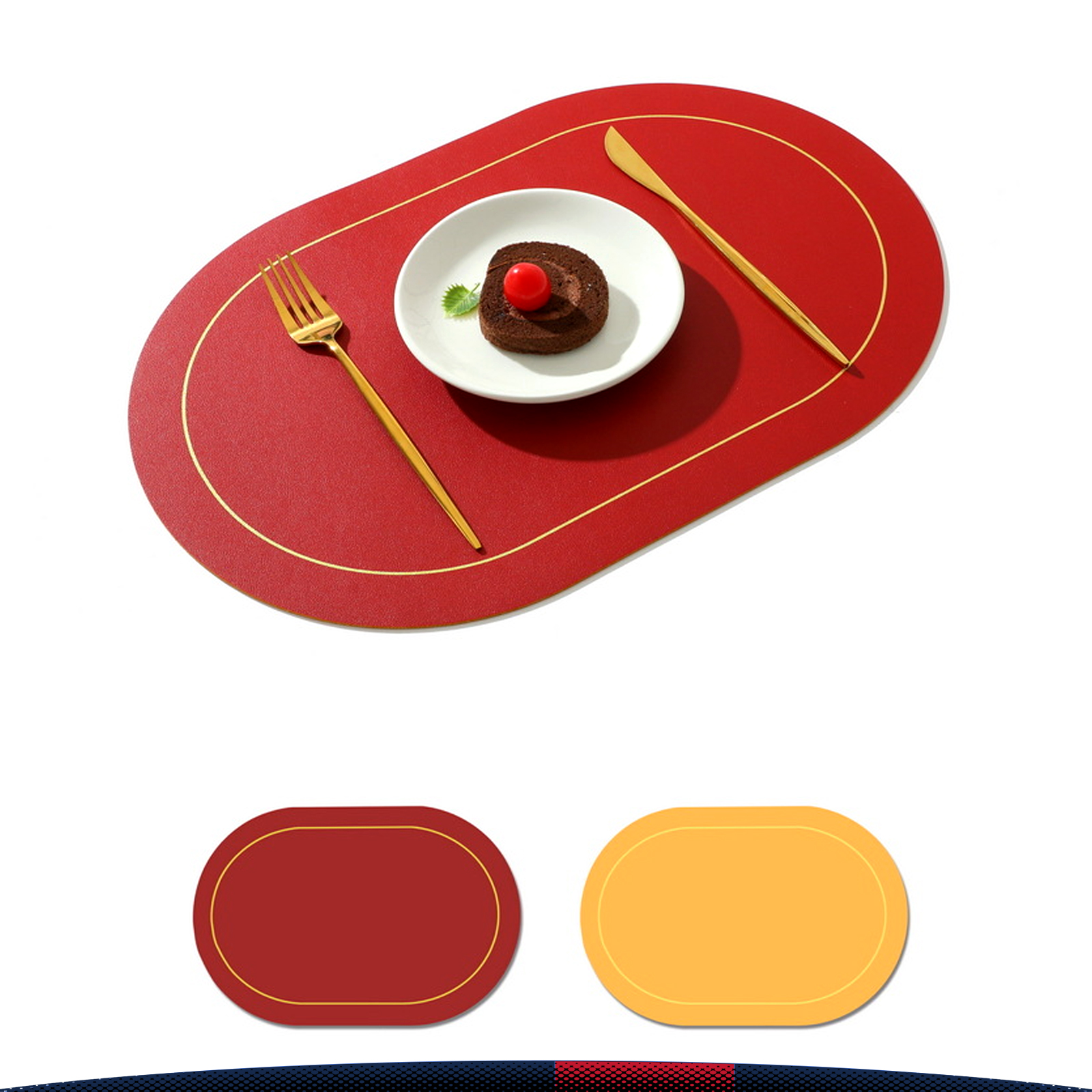 Double colors PU Leather Placemat 8