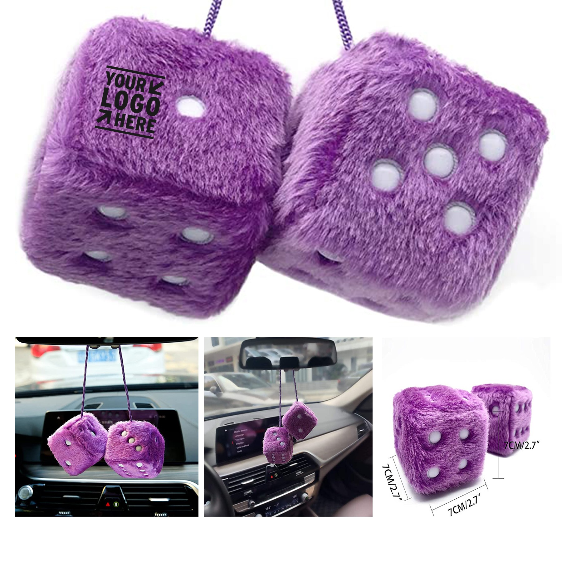 Purple Retro Square Fuzzy Plush Dice 3
