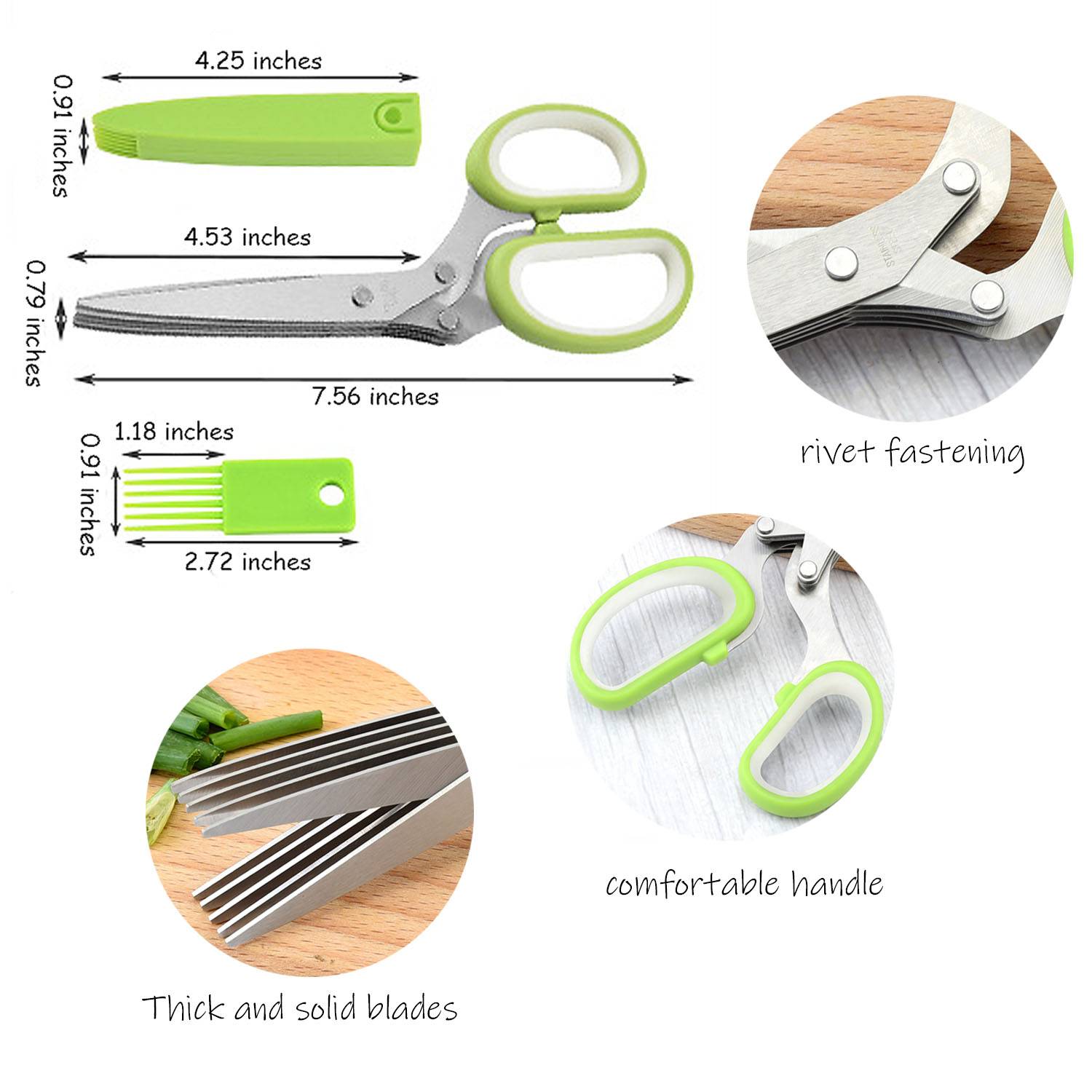 Five blade herb Scissors with Cover and Comb 2