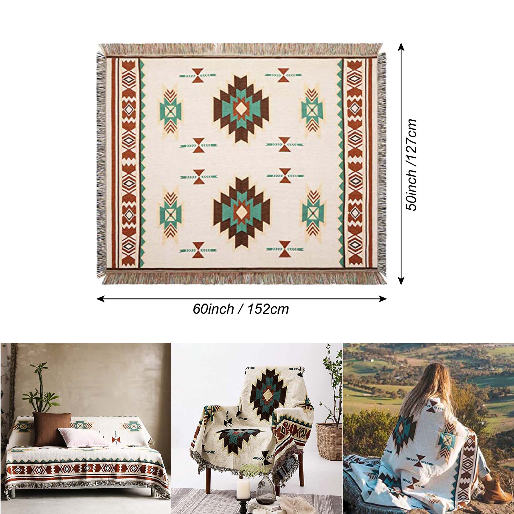 Custom Woven Tapestry Throw Blanket with Fringe (50"x60") 5
