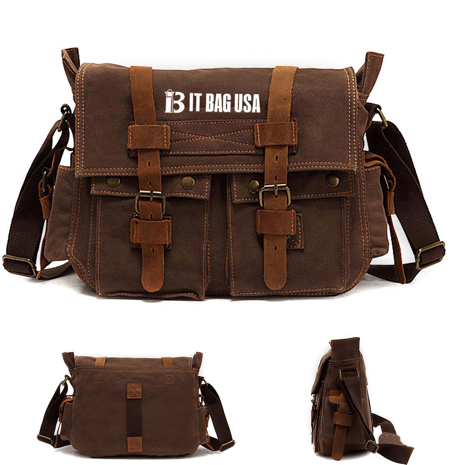 Leather Canvas Shoulder Bag 2