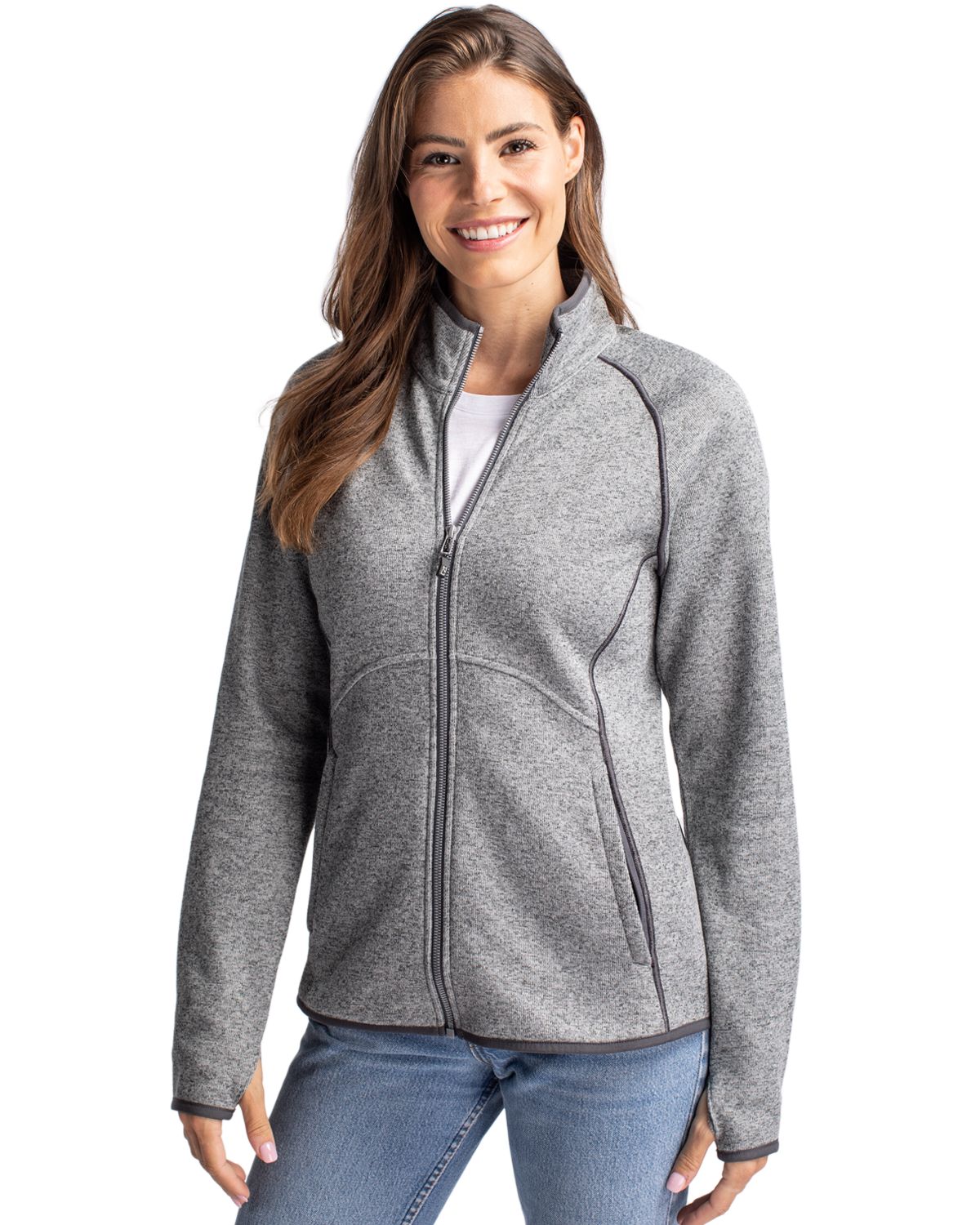 Cutter & Buck Mainsail Sweater-Knit Womens Full Zip Jacket 47