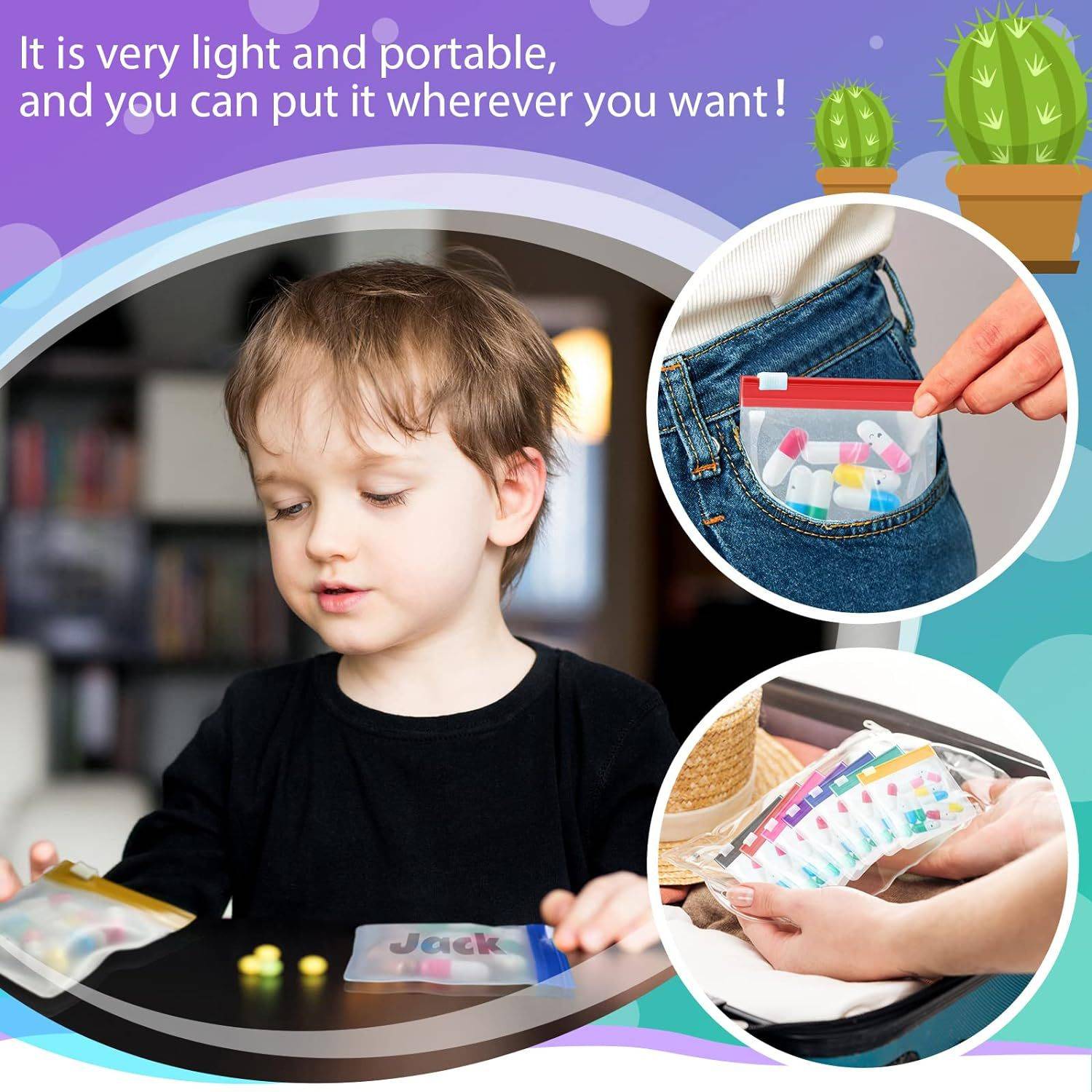 Clear Plastic Pill Pouch Travel Bag Zippered 8