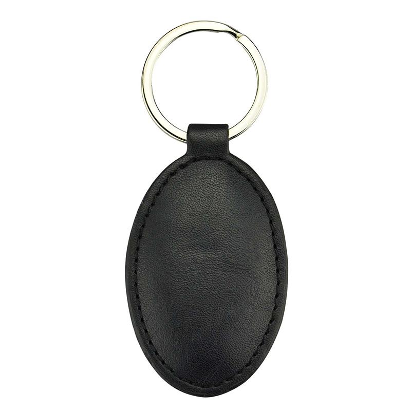 Stitched Leatherette Oval Key Tag 1