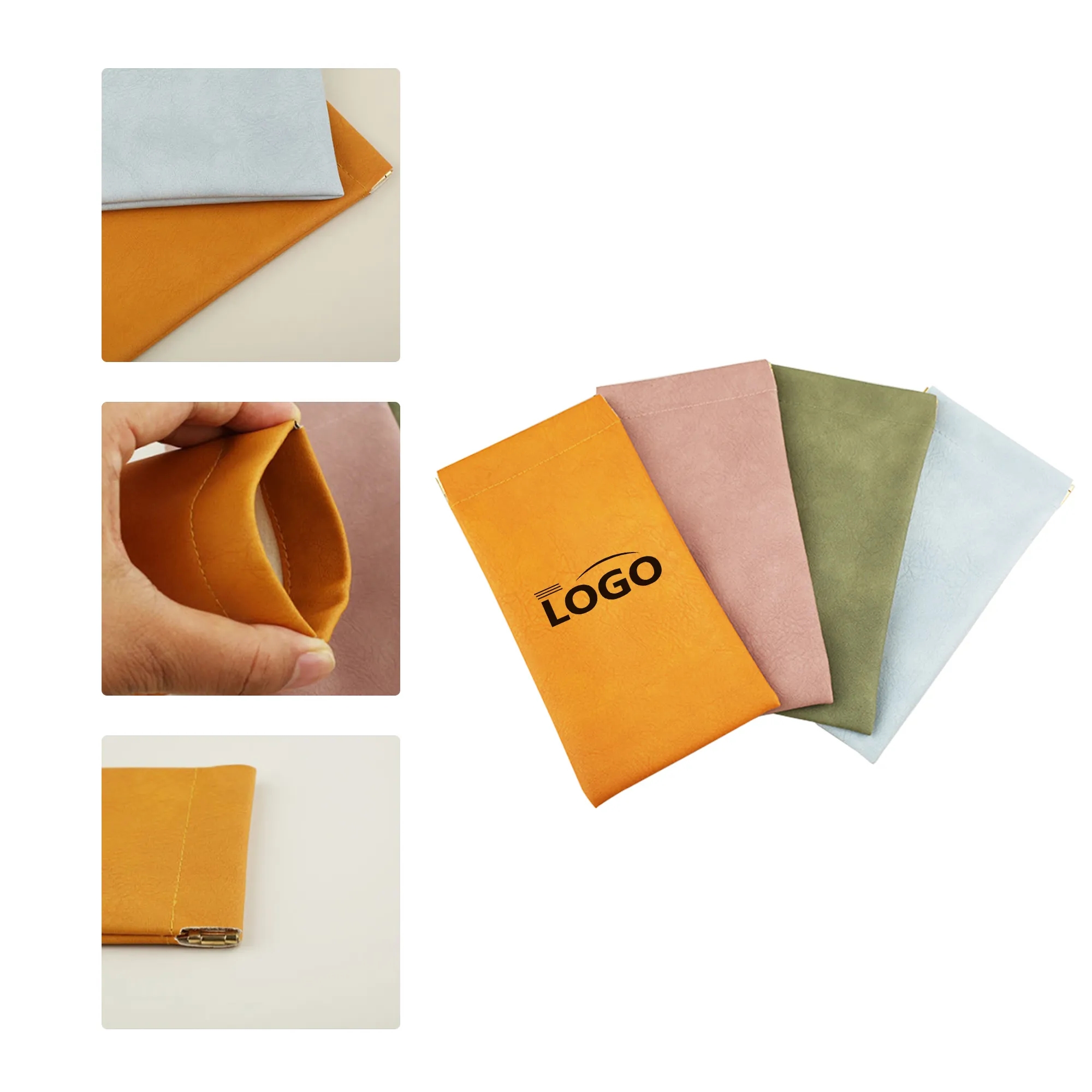 MOQ50 Automatic Closing PVC Glasses Pouch