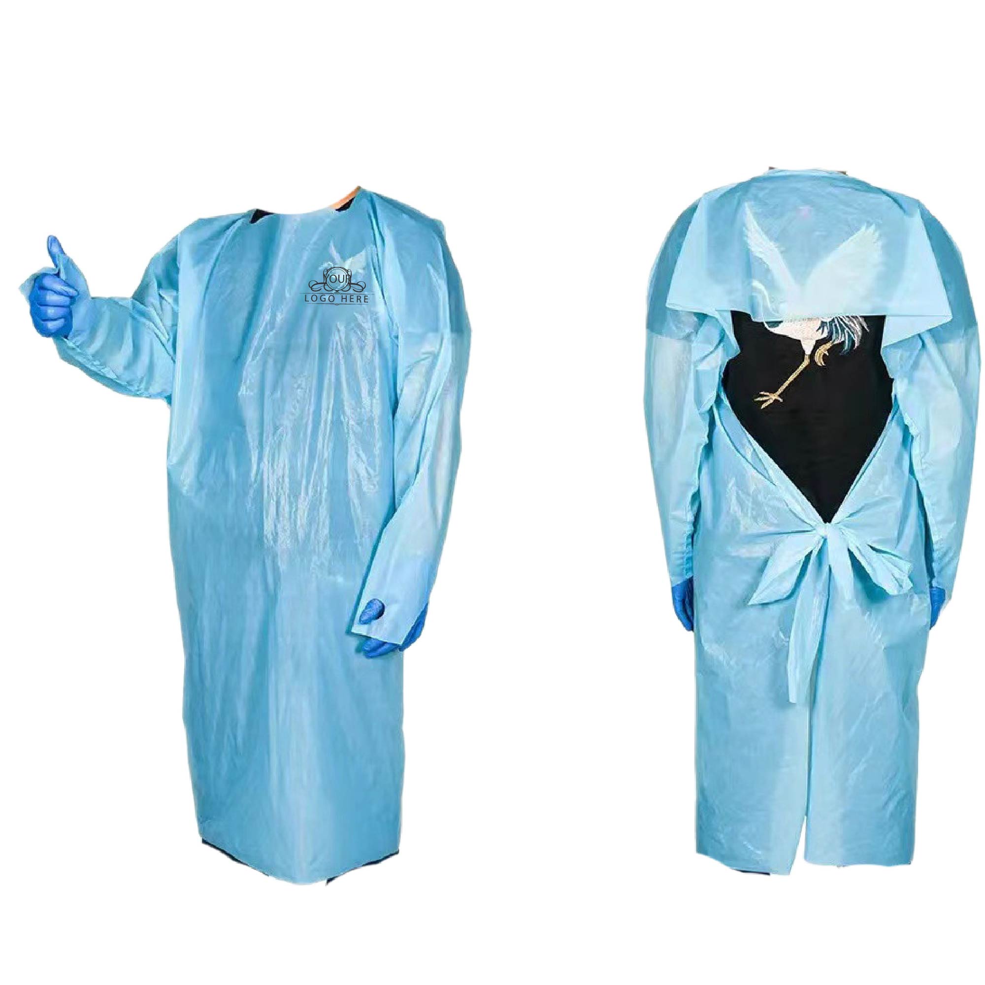 Disposable Gown With Open Back Ocean 3