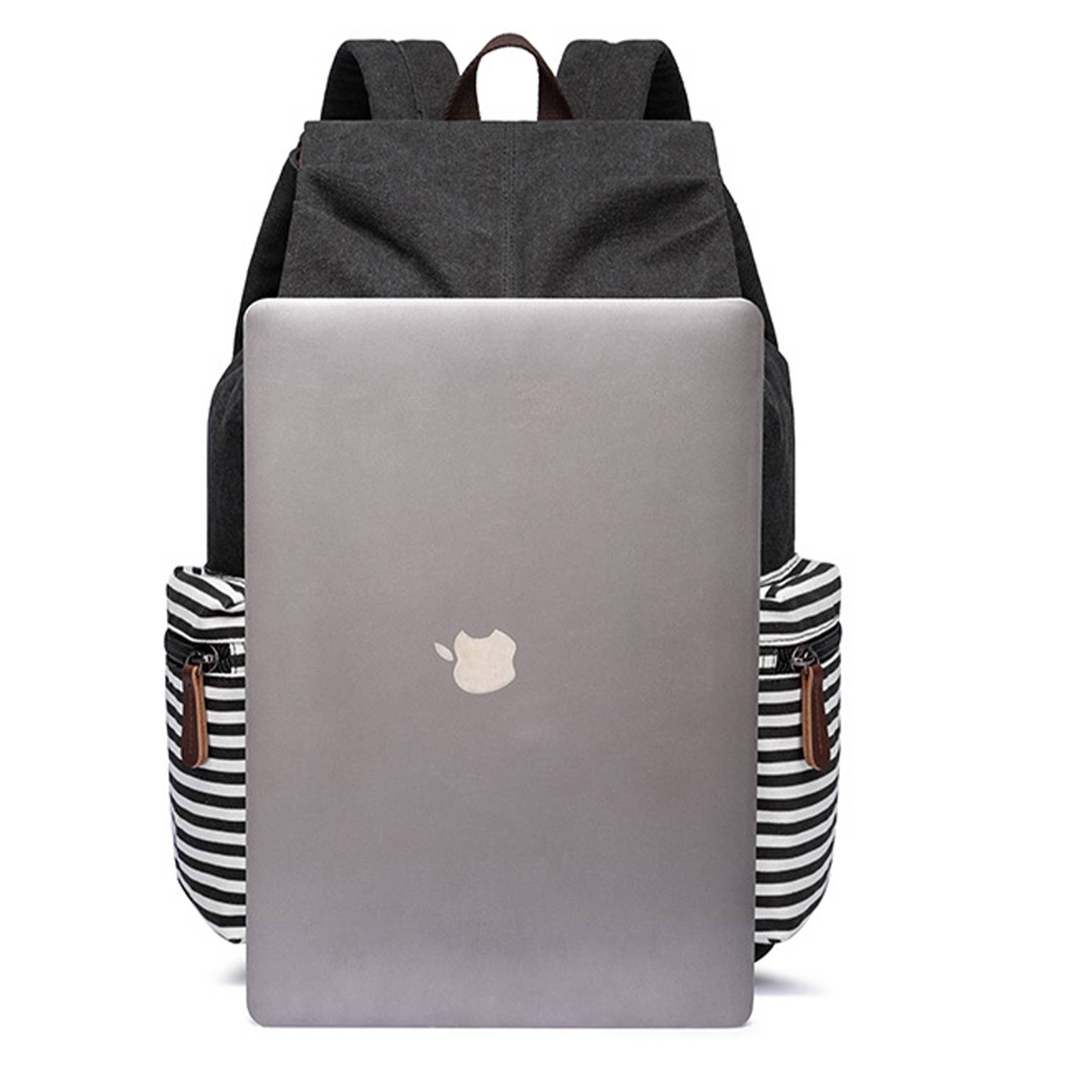 Striped Casual Canvas School Backpack 8